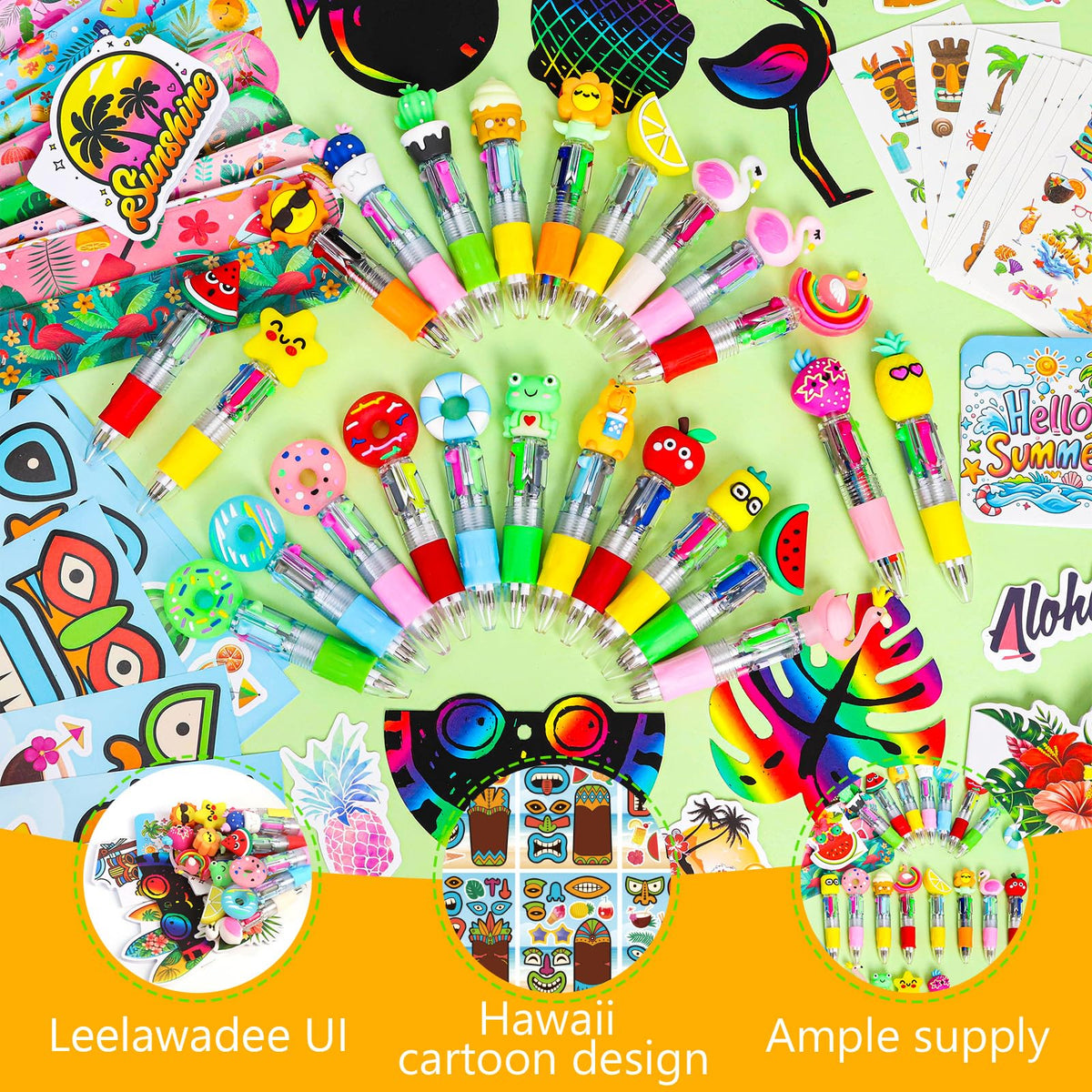 144PCS Hawaiian Theme Party Supplies Set Tropical Summer - SZCECHRE Official Imagery - 6