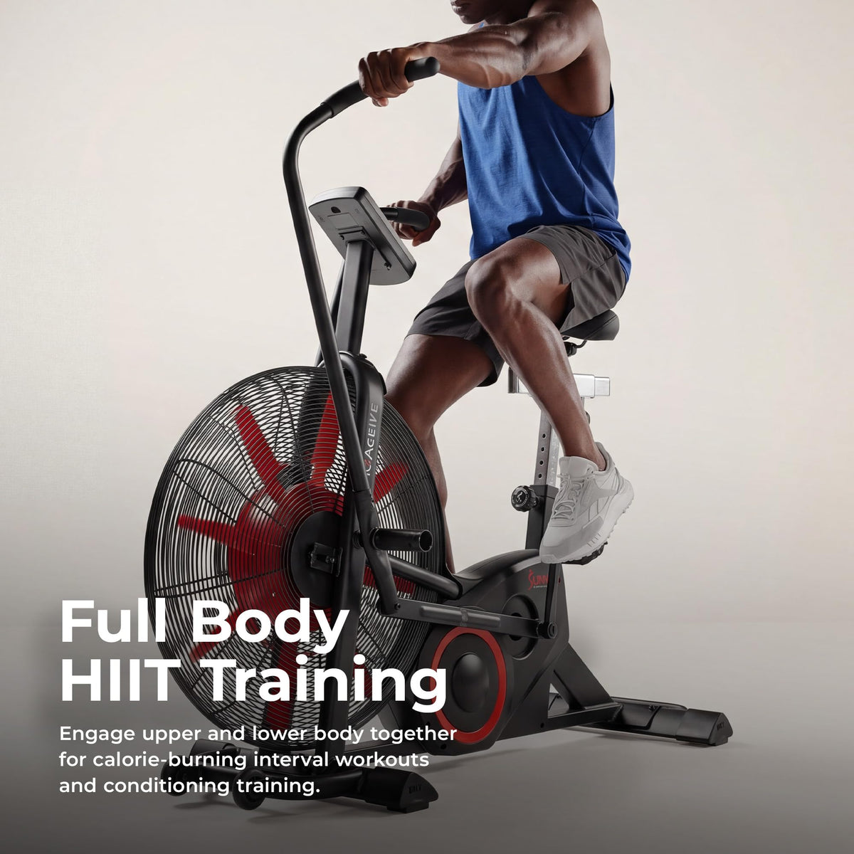Sunny Health Fitness Smart Heavy Duty Fan Bike for HIIT - Sunny Health & Fitness Official Imagery - 3