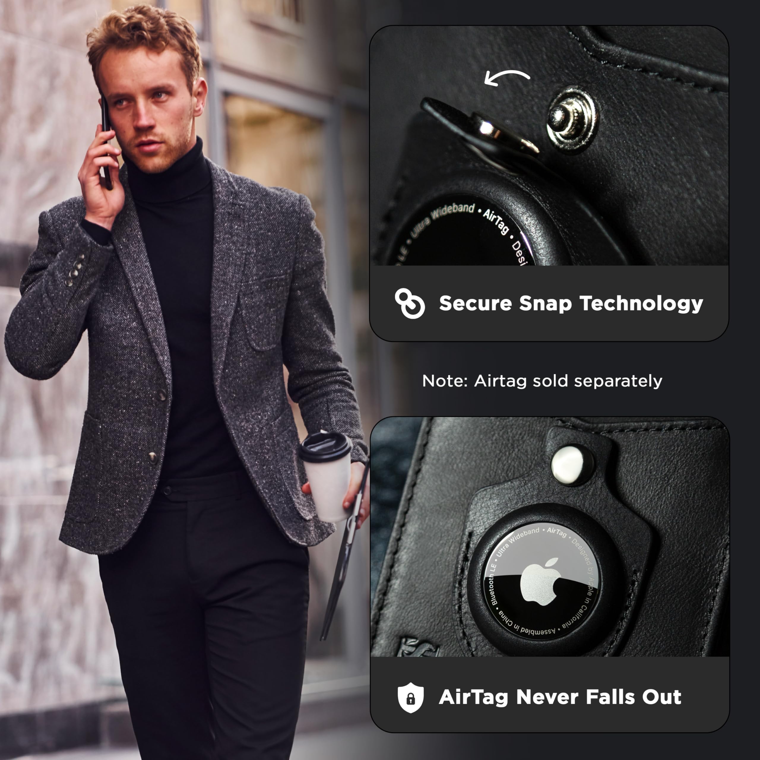 SERMAN BRANDS AirTag Wallet – RFID Blocking Slim Leather Money Clip