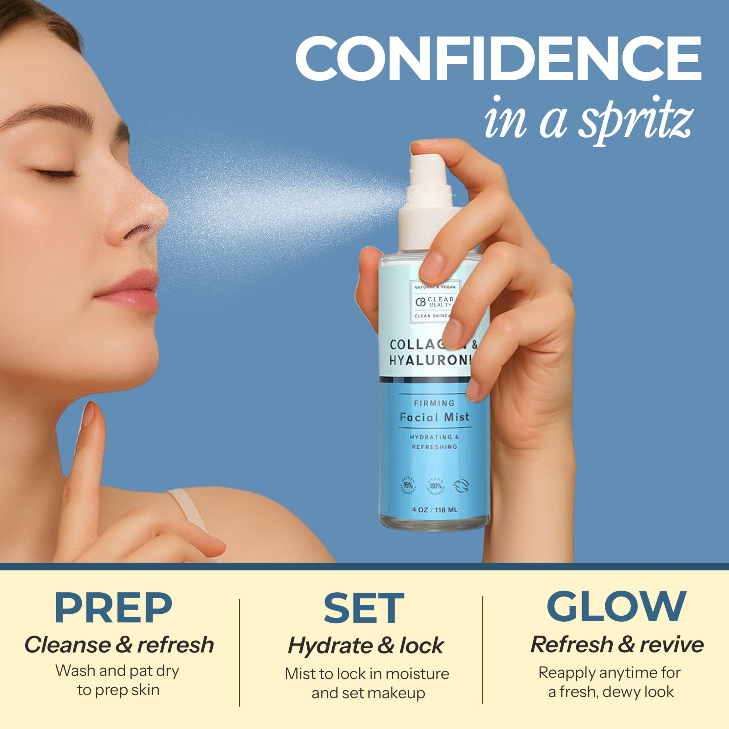 Hyaluronic Acid &amp; Collagen Hydrating Facial Mist, - Clear Beauty