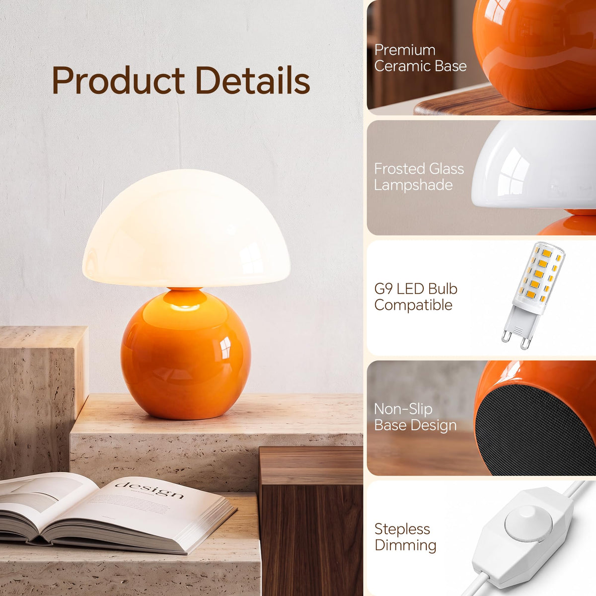 Mushroom Lamp Table Lamp for Bedroom Small Desk Table Lamps - Dawnwake Official Imagery - 7