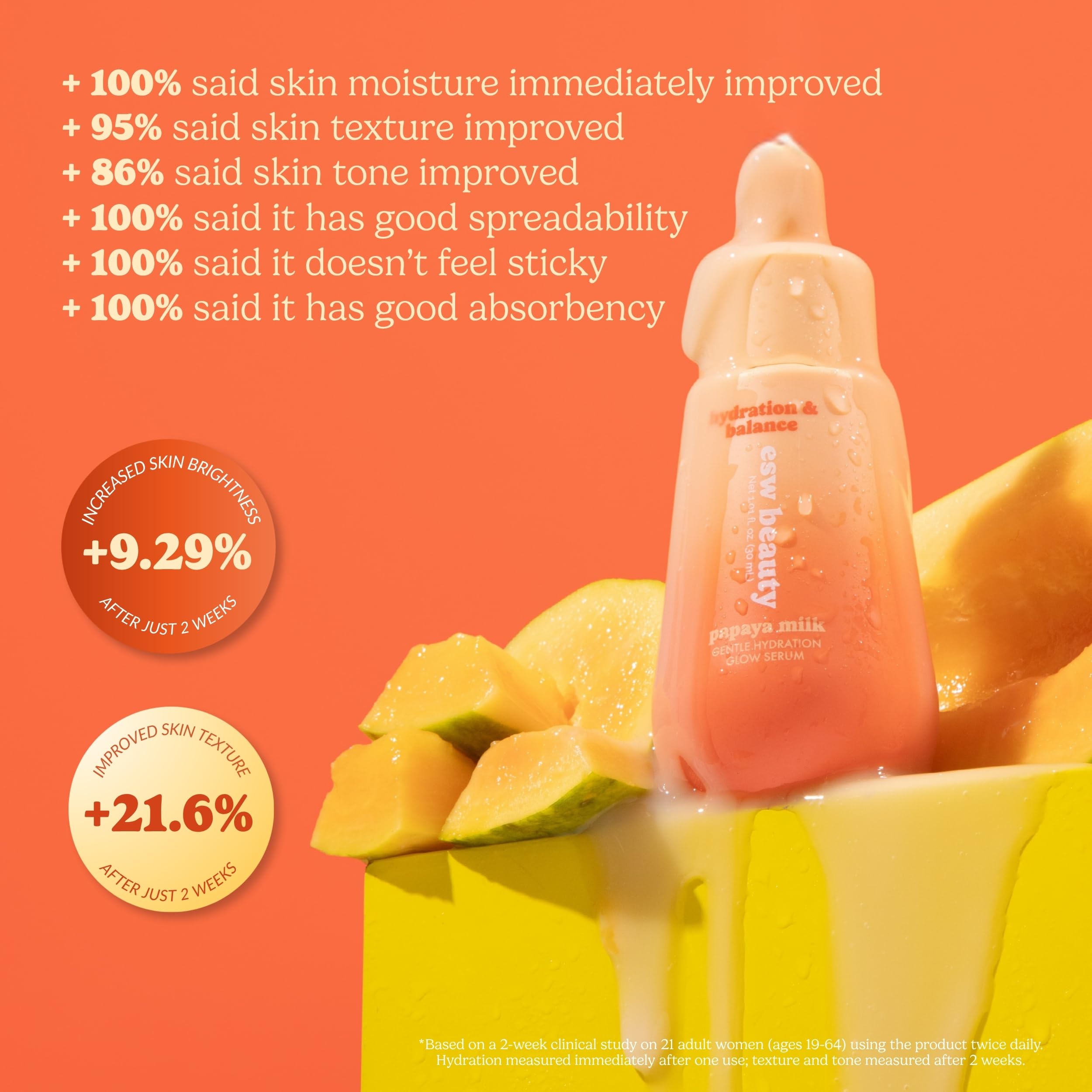 ESW Beauty Papaya Milk Glow Serum with Niacinamide &amp; Papaya, - ESW Beauty