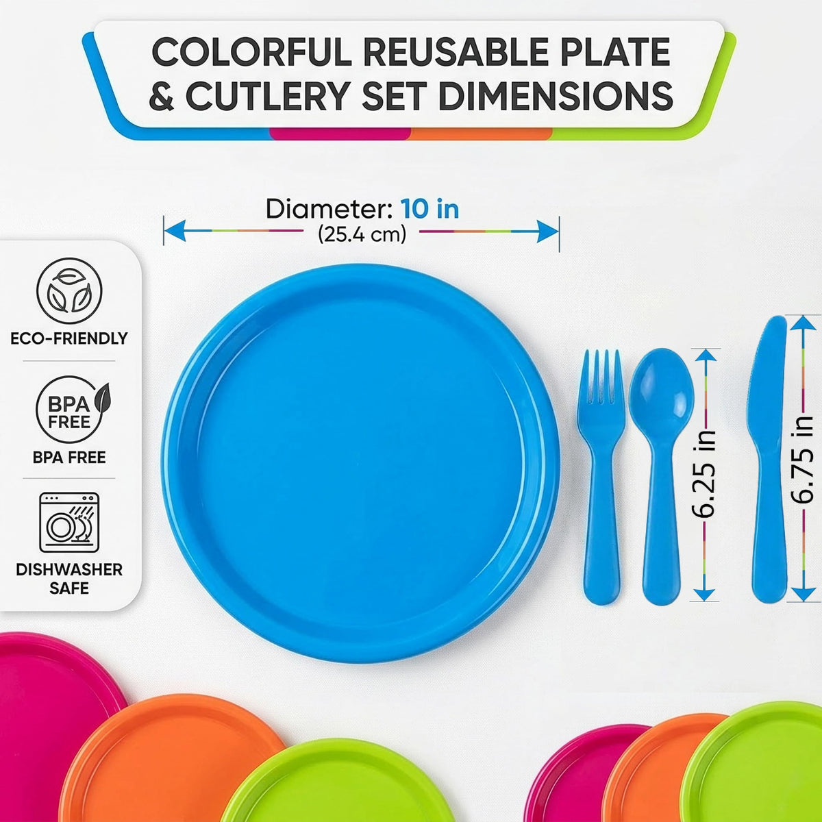 Basicwise 16 Piece Reusable Plastic Dinnerware Set for 4 - Basicwise Official Imagery - 3