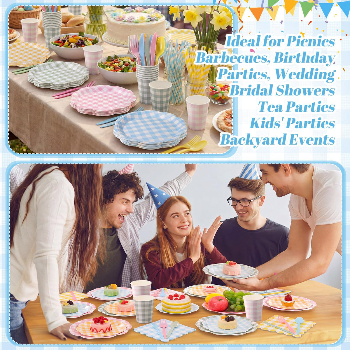 450 Pcs Tableware Set Serve 50 Pastel Gingham - Widecook Official Imagery - 6