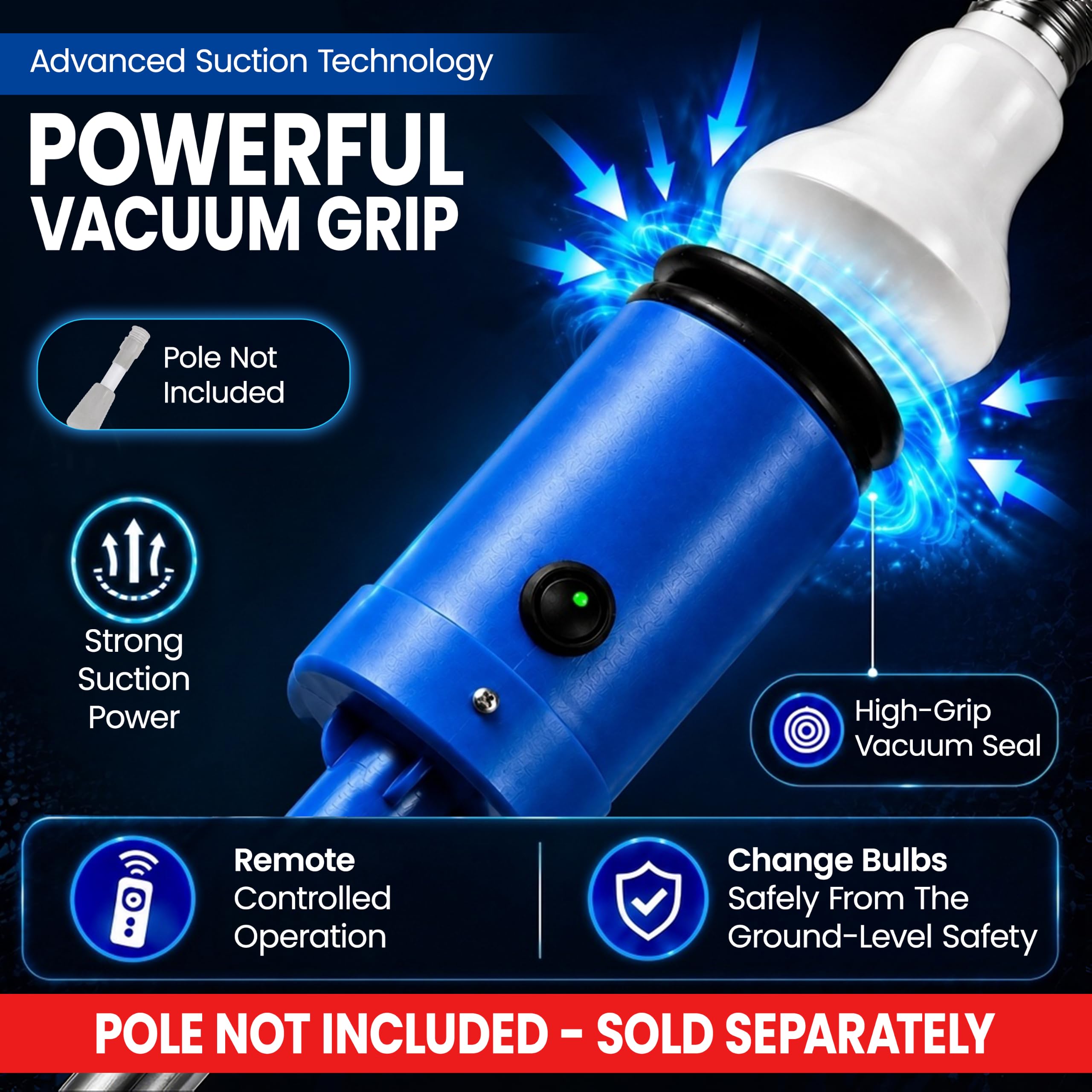 2ULES EZX Light Bulb Changer for High Ceilings, Patented Vacuum T - 2ULES Official Product View 2