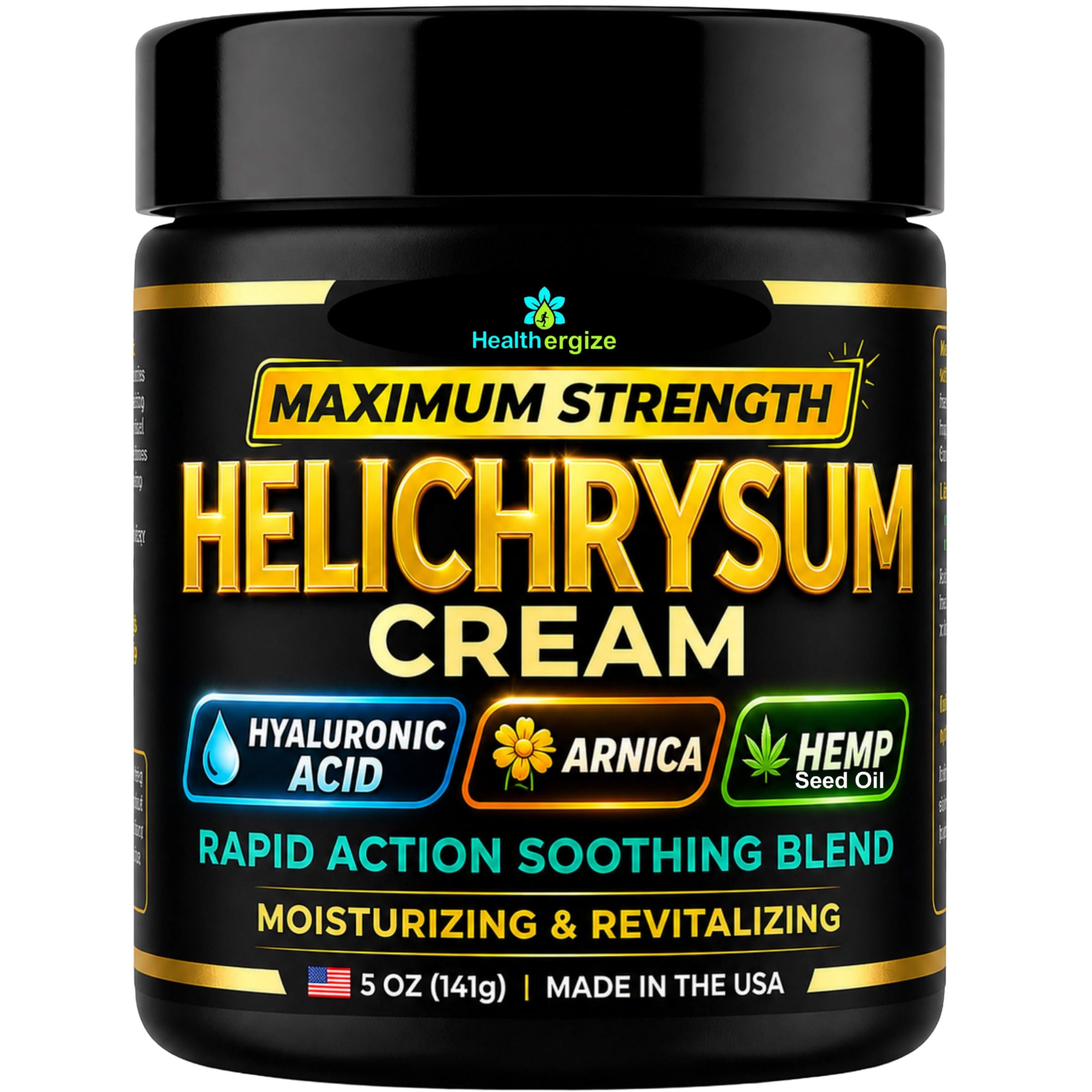 Healthergize Helichrysum Cream Maximum Strength – Soothing Cream - Product Imagery