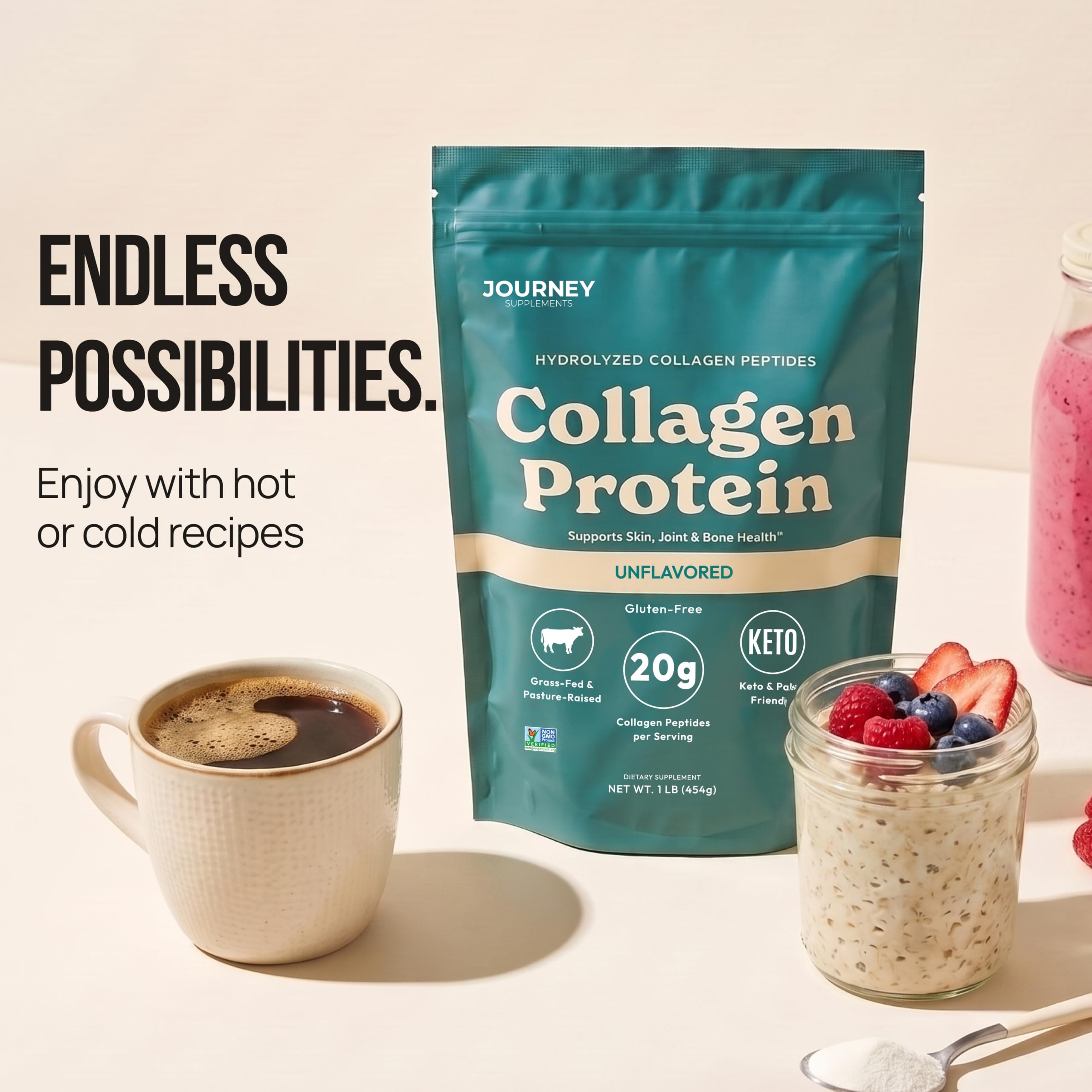 Journey Collagen Peptides Powder Unflavored Grass Fed - Journey Supplements Official Imagery - 5