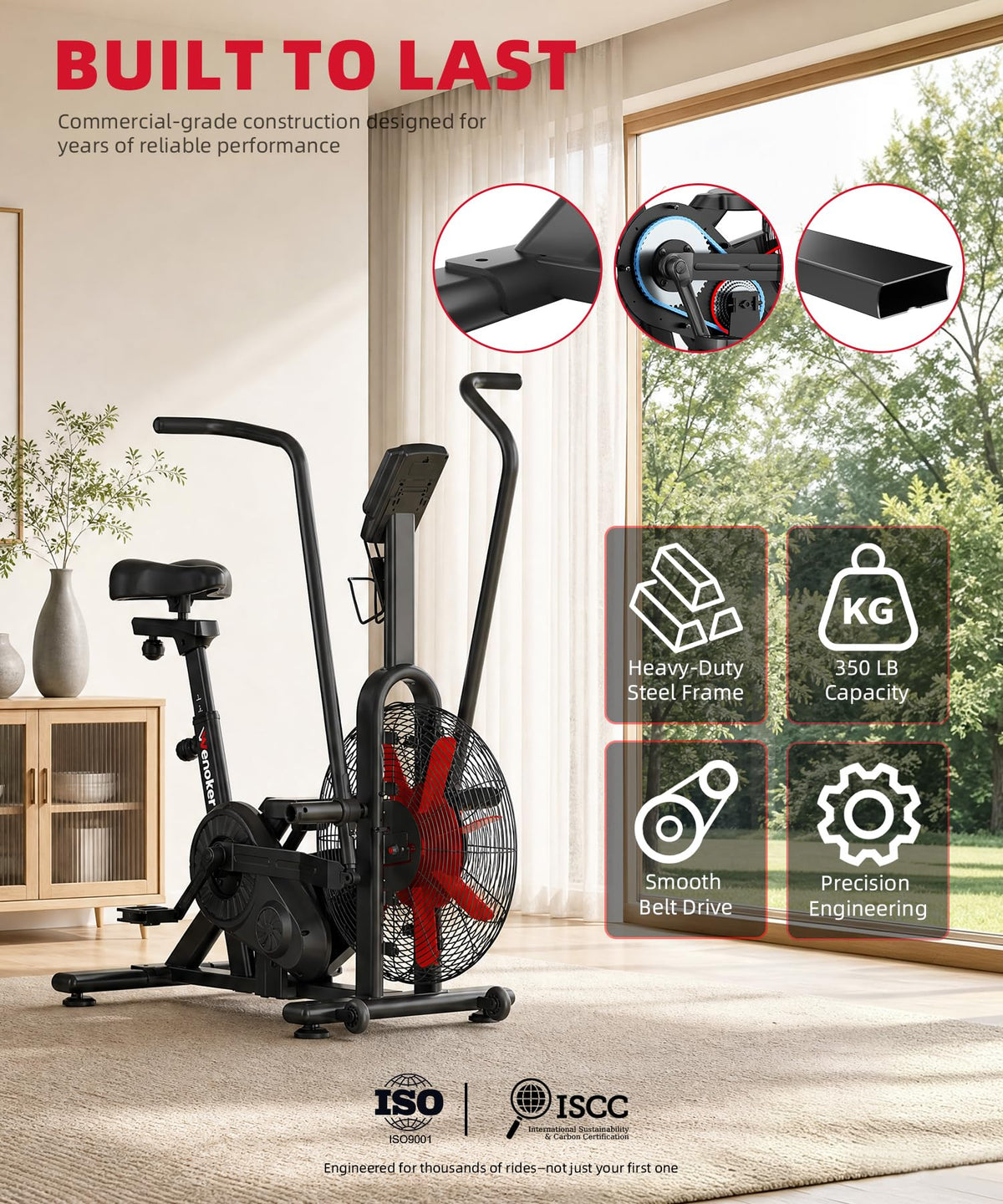 Wenoker Exercise Bike Air Bike with Smart APP ISCC PLUS - Wenoker Official Imagery - 7