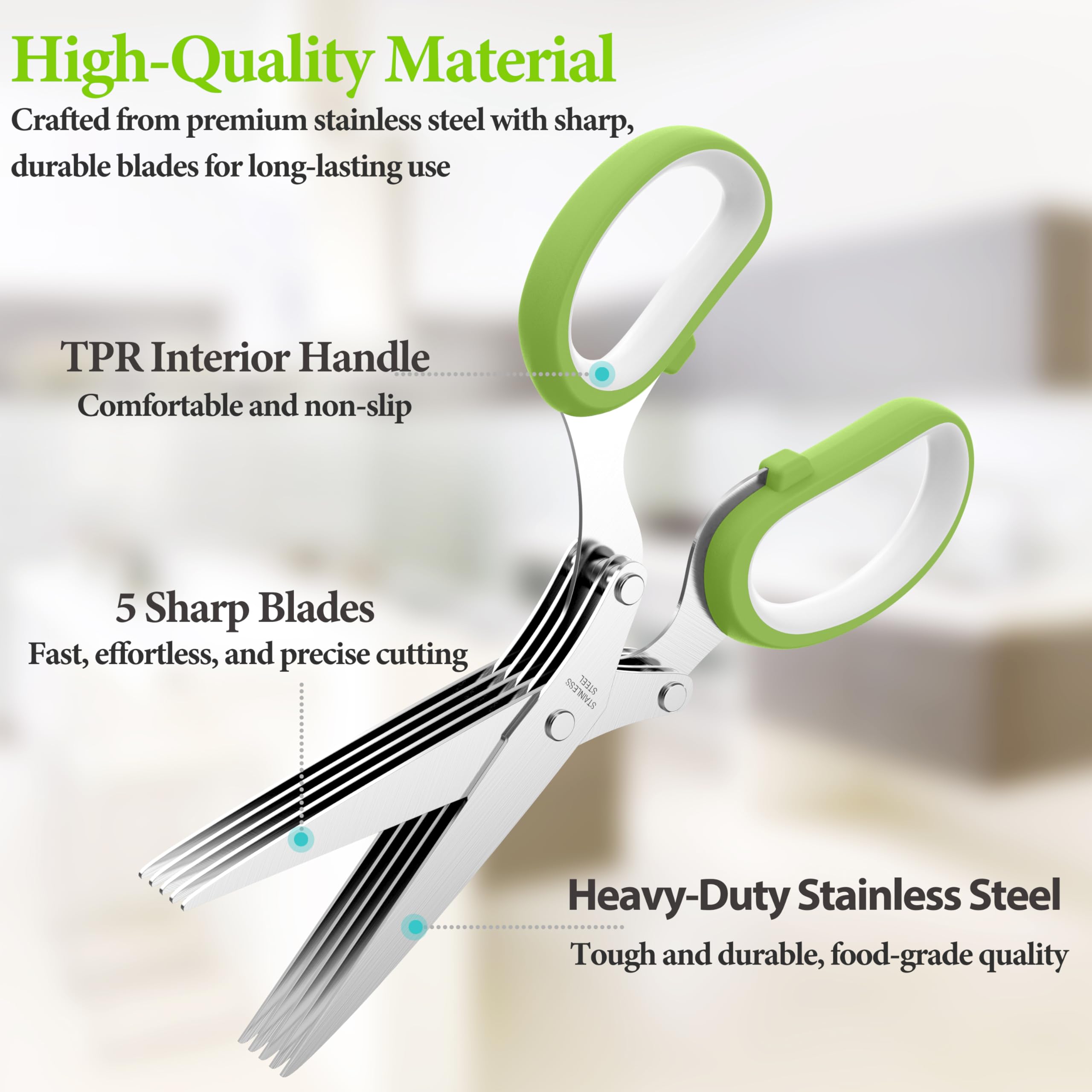 JOFUYU 2026 Upgraded Herb Scissors, 5-Blade Kitchen Herb Shears - View 2