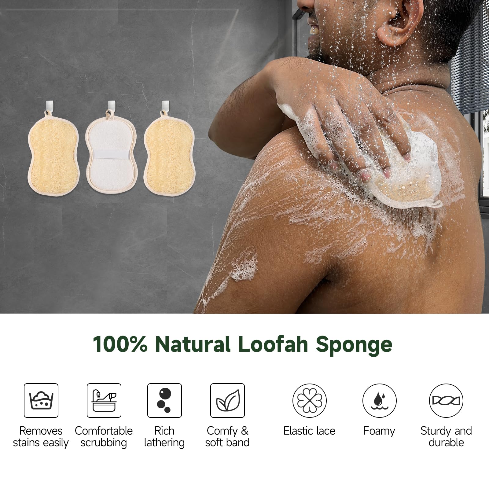YEMTAL Natural Loofah Exfoliating Body Scrubber, Bath Luffa Sponge, Loofas Body - YEMTAL Official Product View 8