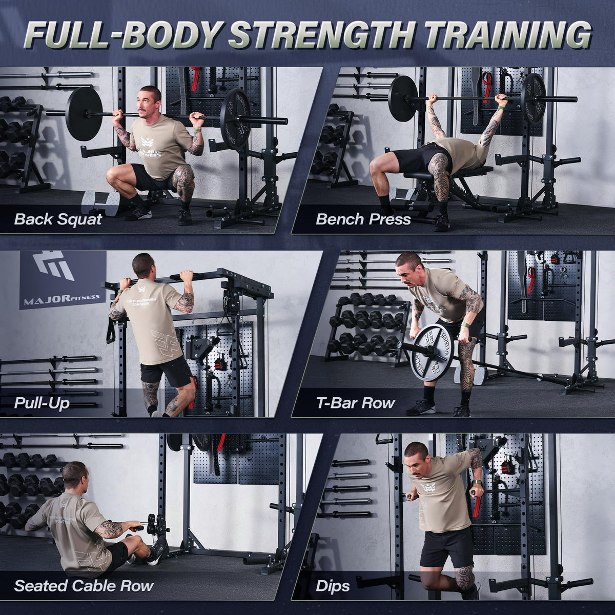 MAJOR FITNESS Drone3 Power Rack 2500lbs Multi Function Home - MAJOR FITNESS Official Imagery - 8