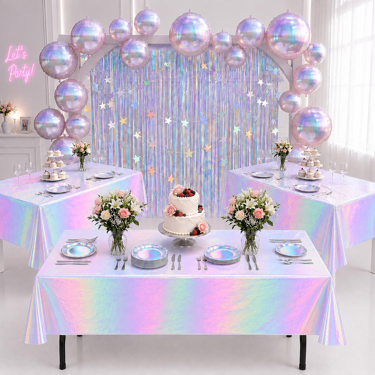 Iridescent Party Decorations Holographic Party Supplie for - OBreezify Official Imagery - 1