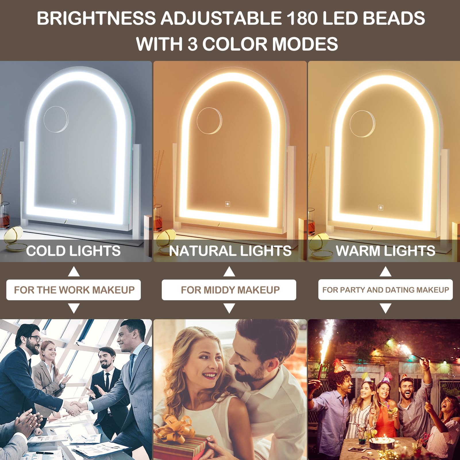 Gvnkvn Lighted Makeup Mirror, Hollywood Vanity Mirror with Lights, Three Color L - Gvnkvn Official Product View 4