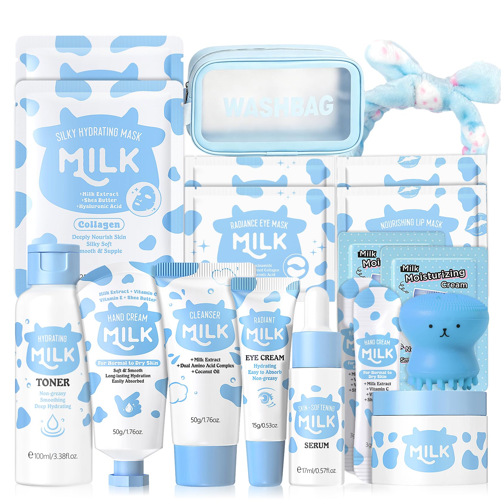 19PCS Milk Skincare for 10-12 Kids Girls Gift Set, Moisturizing - Product Imagery