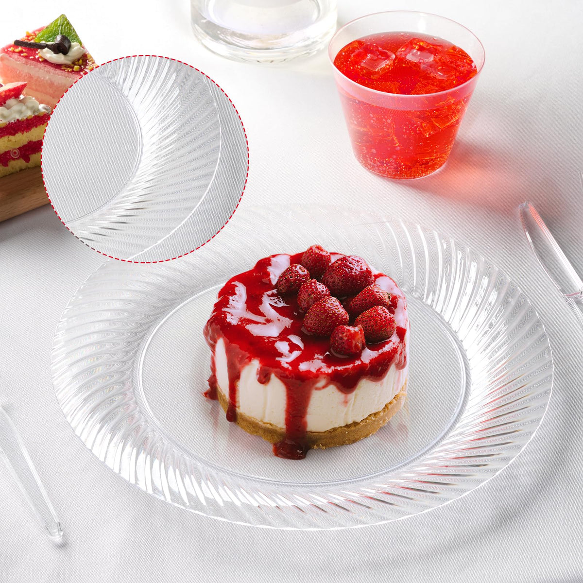 FOCUSLINE 10 Inch Clear Plastic Plates 100 Count Disposable - FOCUSLINE Official Imagery - 3