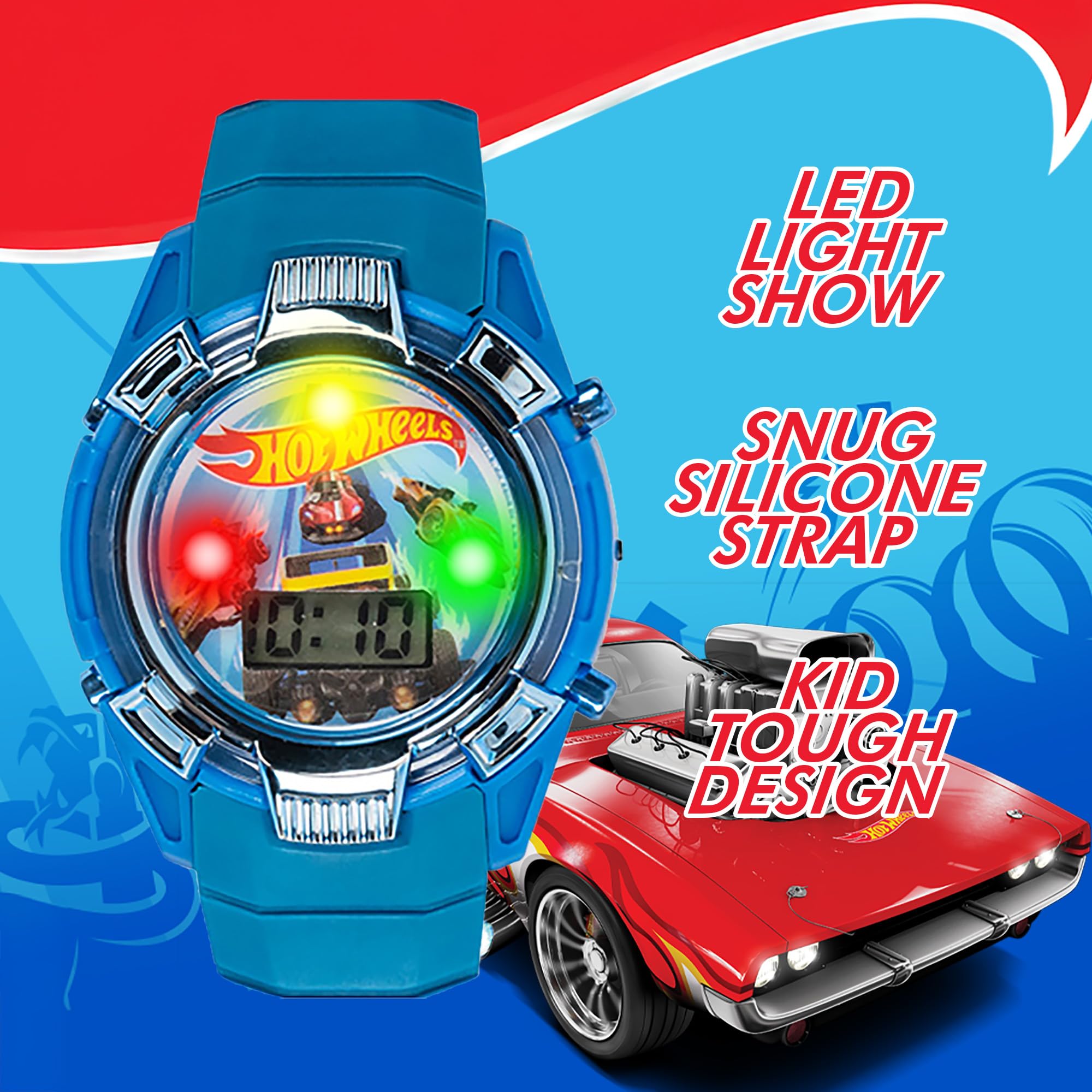 Accutime Hot Wheels Kids Watch – Light-Up LCD Display, Adjustable Comf - View 3