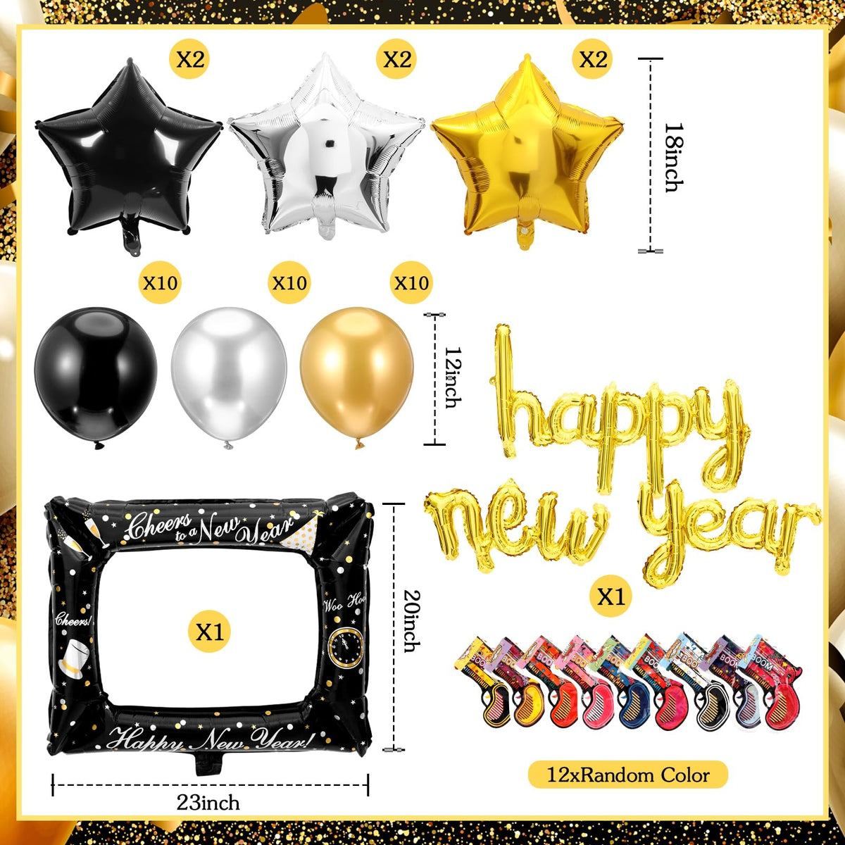 Realspring 91Pcs Happy New Year Party Supplies Plastic New - Realspring Official Imagery - 7