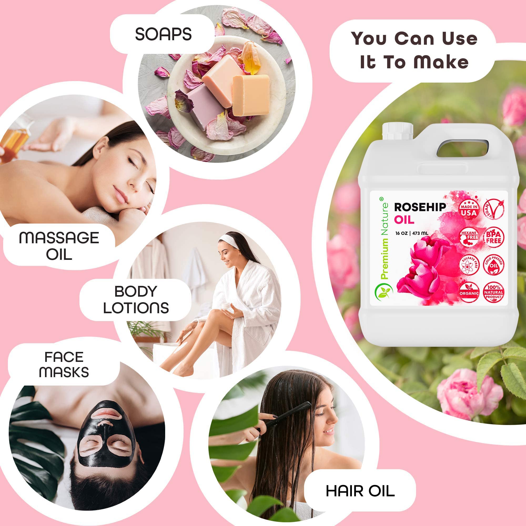 Premium Nature Rosehip Oil For Face , Rosehip Seed Pure Cold Pressed Unrefined - Premium Nature Official Product View 6