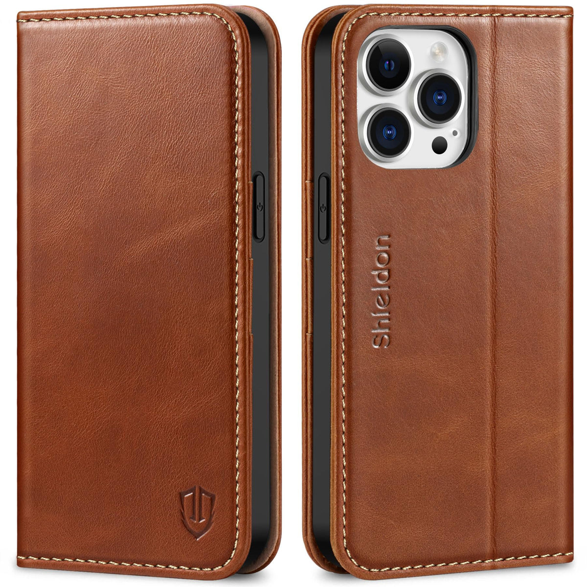 SHIELDON Genuine Leather Case Wallet for iPhone 14 Pro Max - SHIELDON Official Imagery - 1