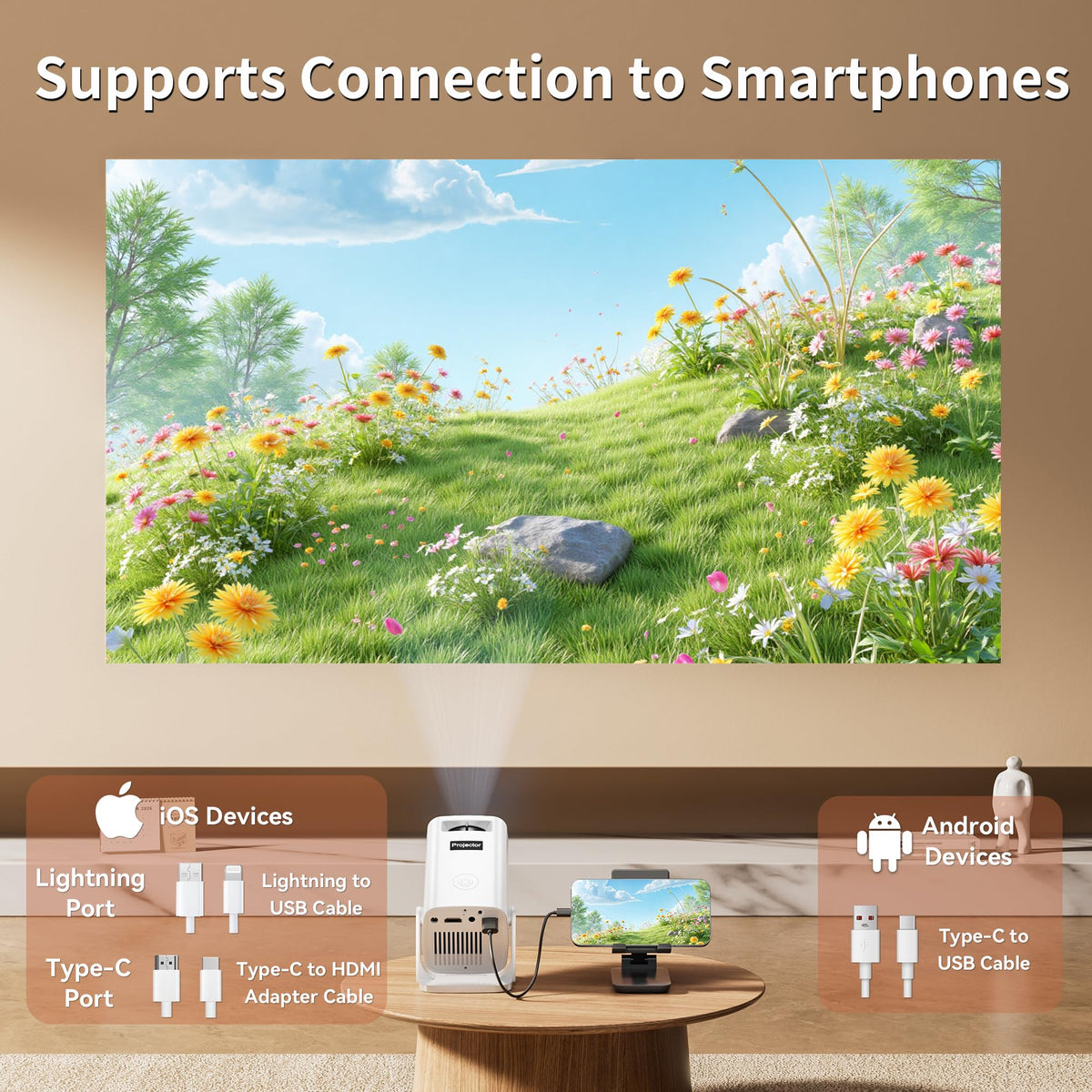 Mini Projector 4K Support Portable Projector Full HD 1080P - Sainyer Official Imagery - 7