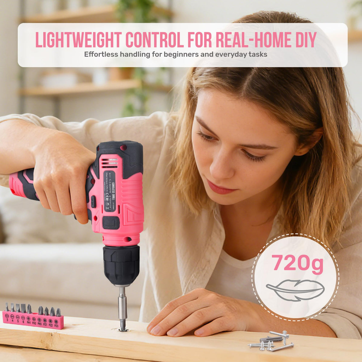 Hi Spec 8V Cordless Drill Set Starter Tool Kit for Women - Hi-Spec Official Imagery - 5