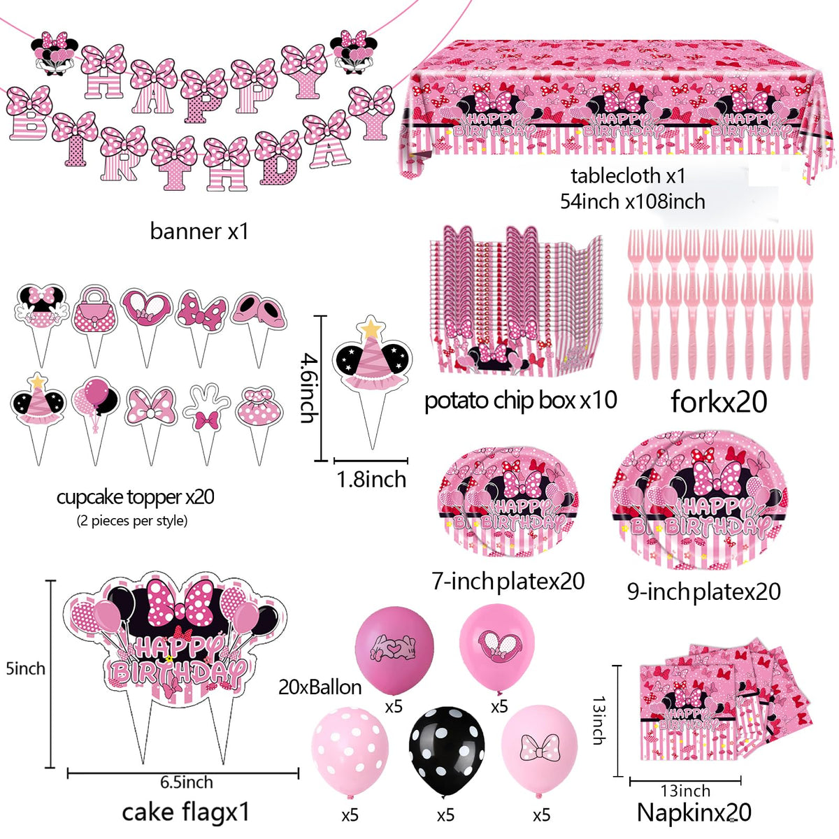 133PCS Pink Birthday Party Supplies - UKKJOM Official Imagery - 6