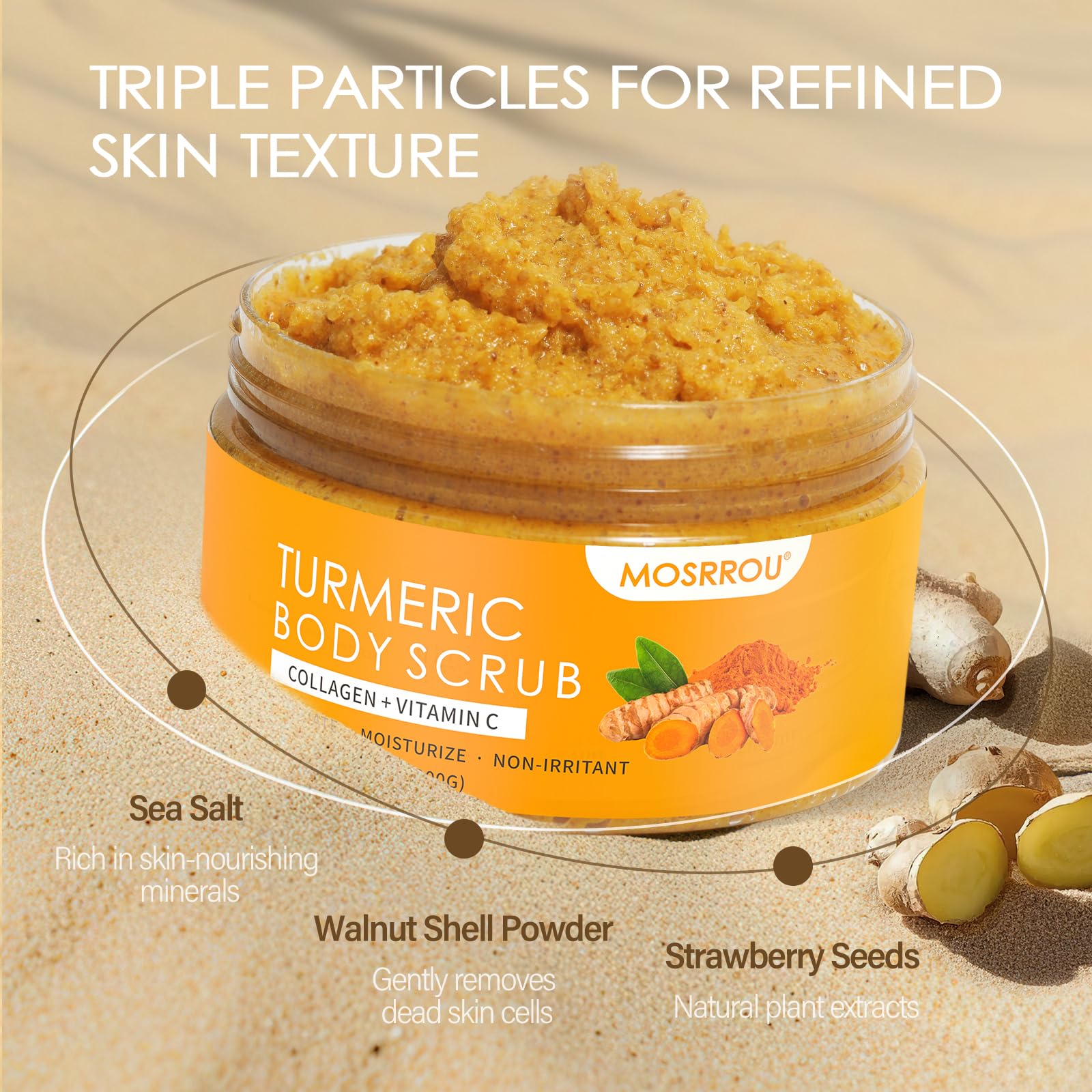MOSRROU Turmeric Body Scrub Vitamin C Exfoliating Body Scrub With Collagen And - MOSRROU Official Product View 6