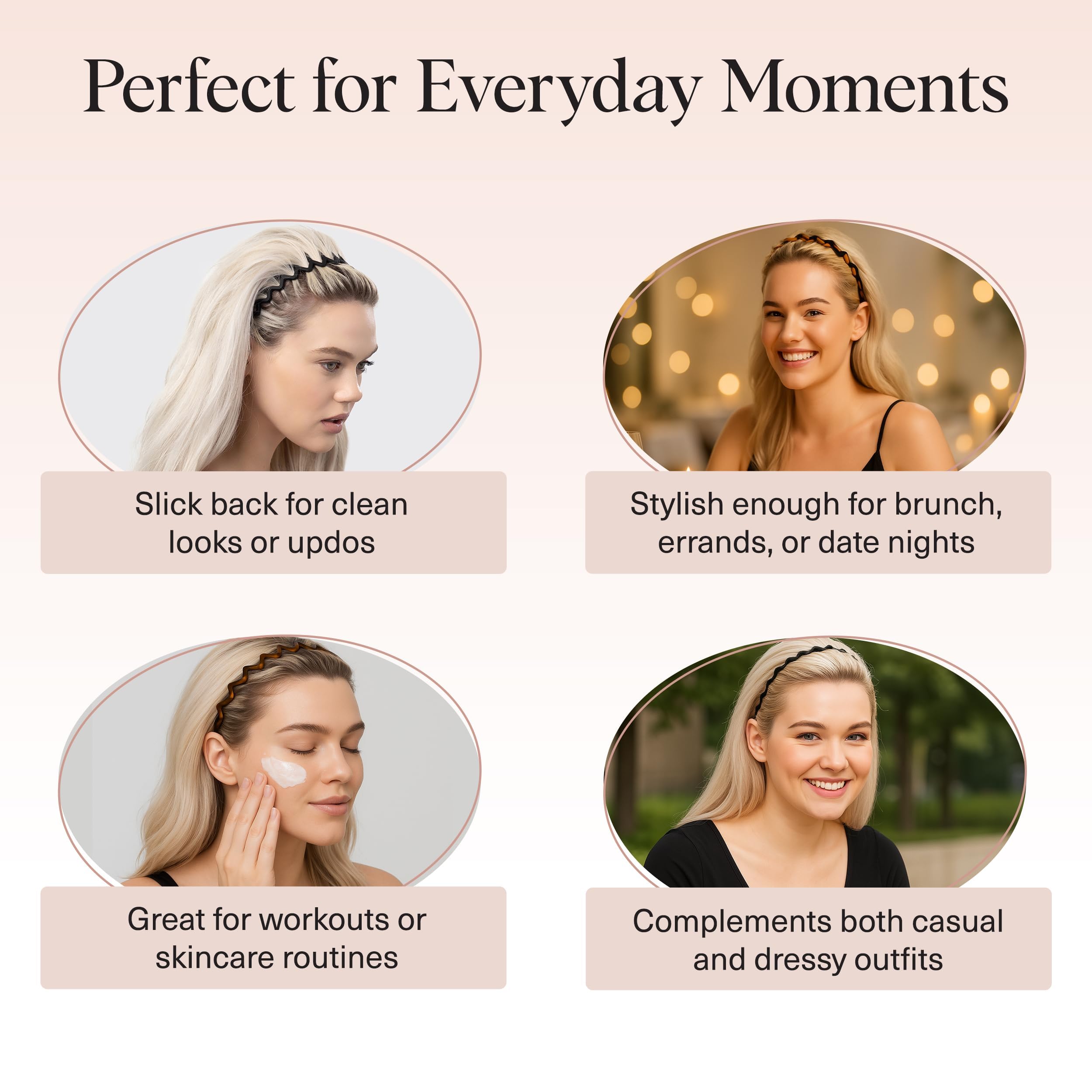 Kitsch Zig Zag Headbands for Women - Black and Tortoise, 2 pcs - Elefair Tech Official Product View 7