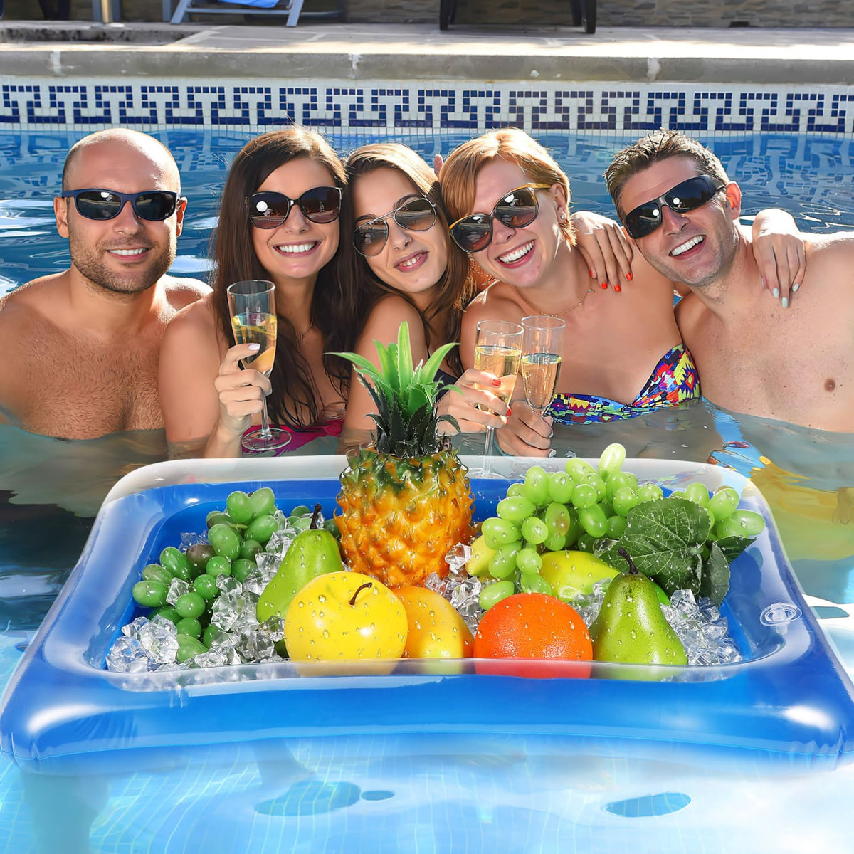 4pcs Inflatable Ice Serving Trays PVC Blue Portable Serving - BESTOYARD Official Imagery - 5