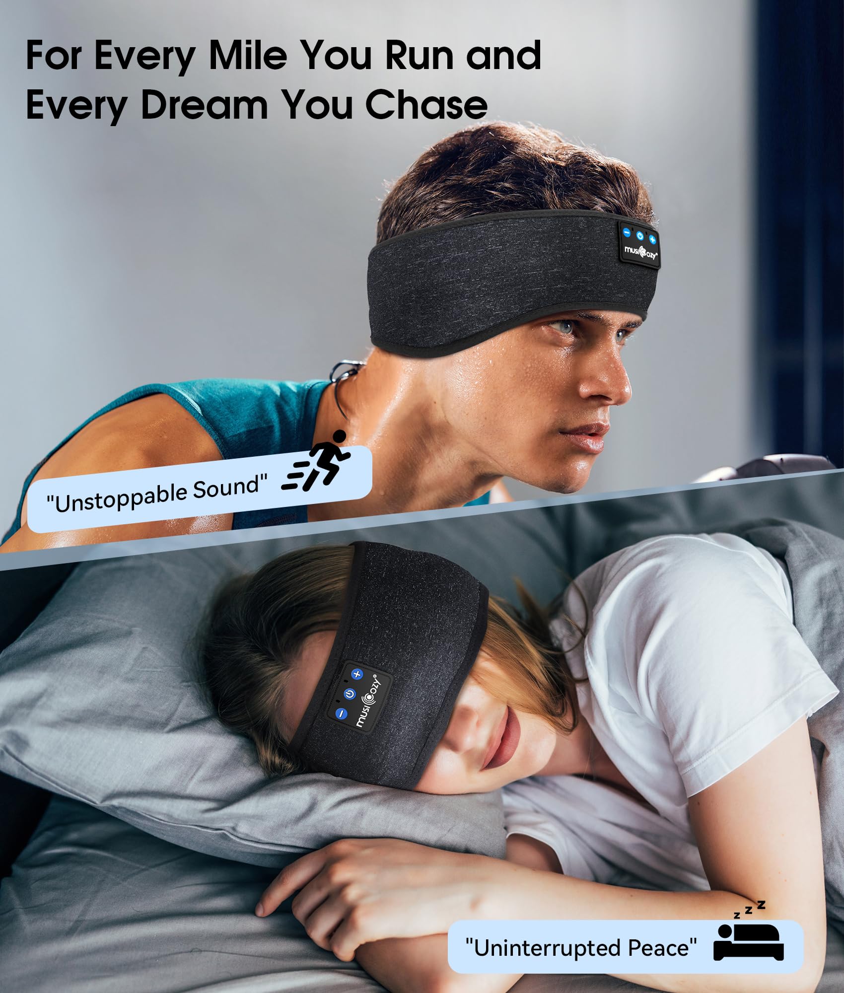 MUSICOZY Bluetooth 5.4 Sleep Headphones Headband Sports Wireless by MUSICOZY - Angle View 2