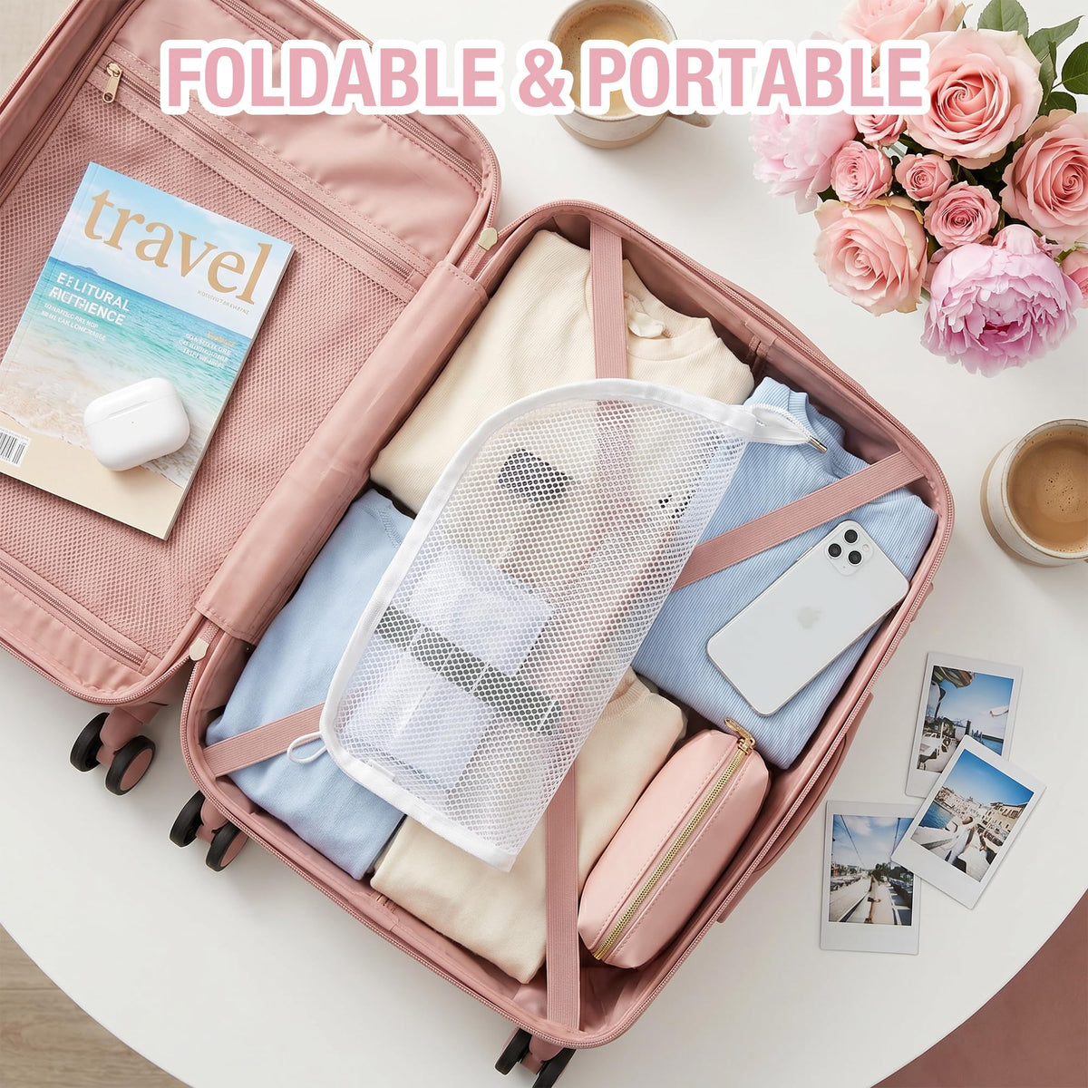 Standing Toiletry Bag larger Portable Foldable Hanging - ROVLET Official Imagery - 8