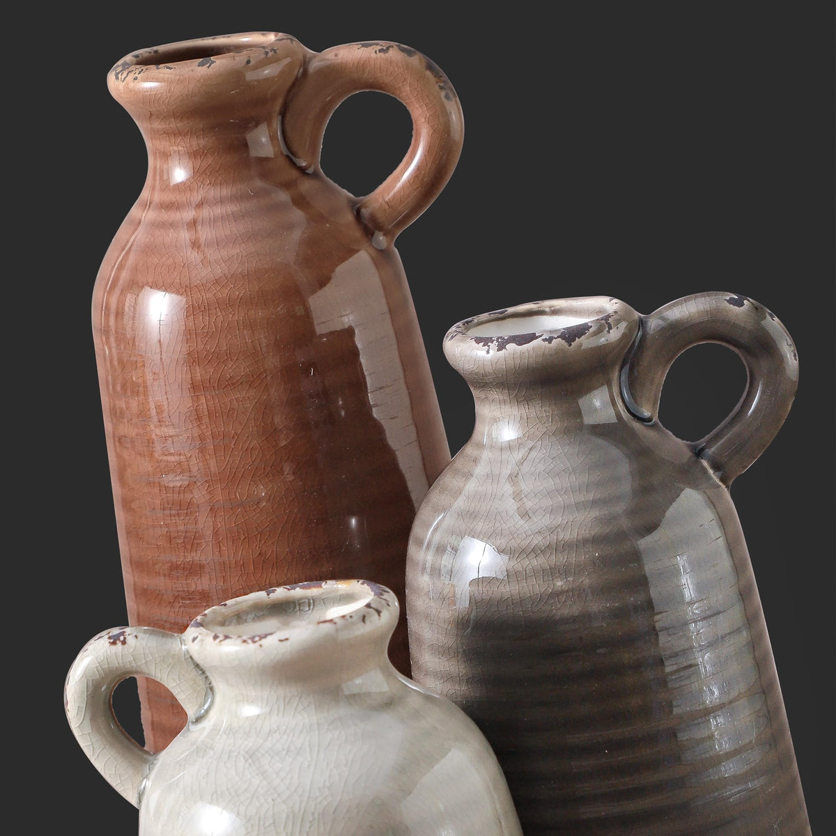 Ceramic Vases Set of 3 Neutral Rustic Farmhouse Vase with - ooit Official Imagery - 4