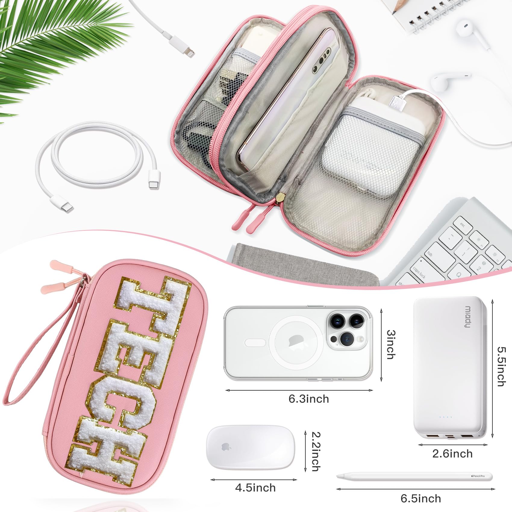COSHAYSOO Personalized Electronics Travel Organizer Cable Management C - View 5