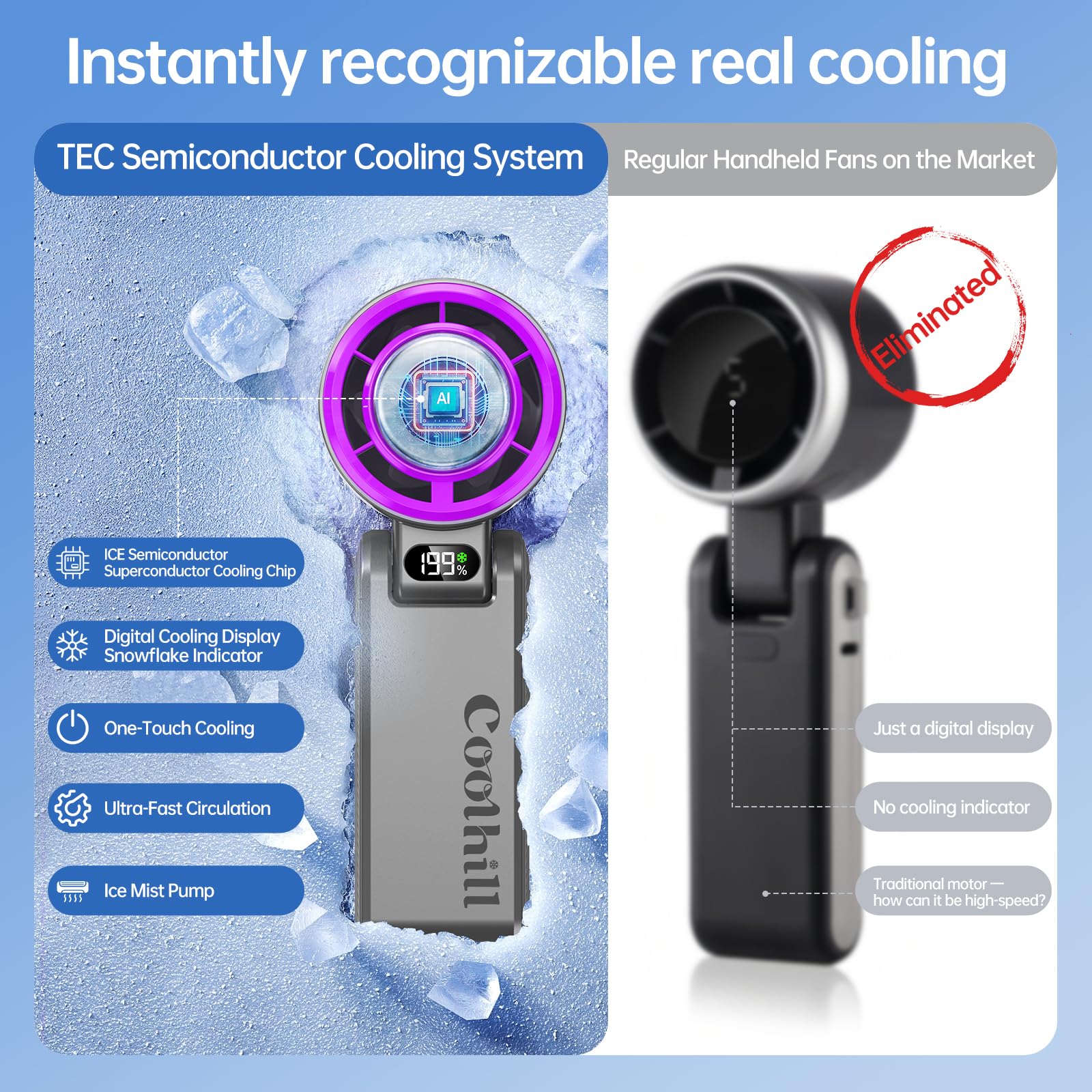 Coolhill Pro Handheld Portable fan with Turbo Cooling, Speed  550 by Coolhill - Angle View 7