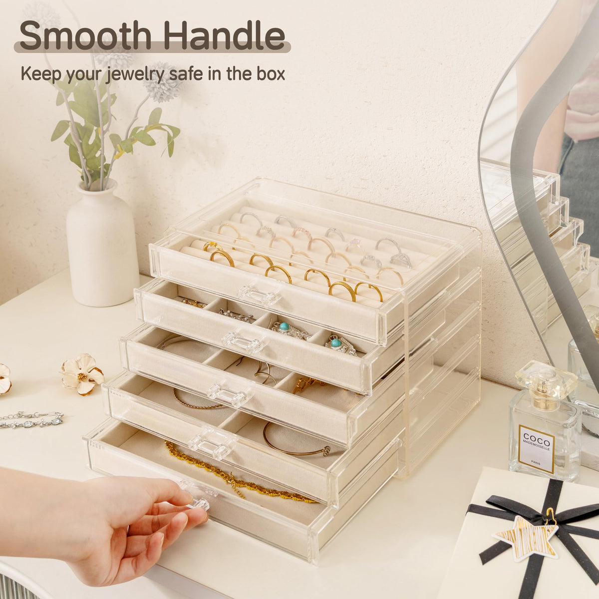 Acrylic Jewelry Box 5 Layer Jewelry Organizer with Drawers - Frebeauty Official Imagery - 7