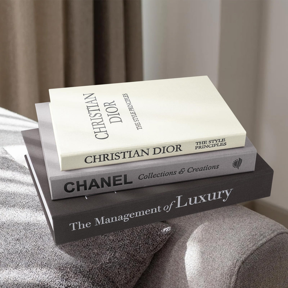1DOT2 Decorative Books Set of 3 Black Gray Beige Luxury - 1DOT2 Official Imagery - 8