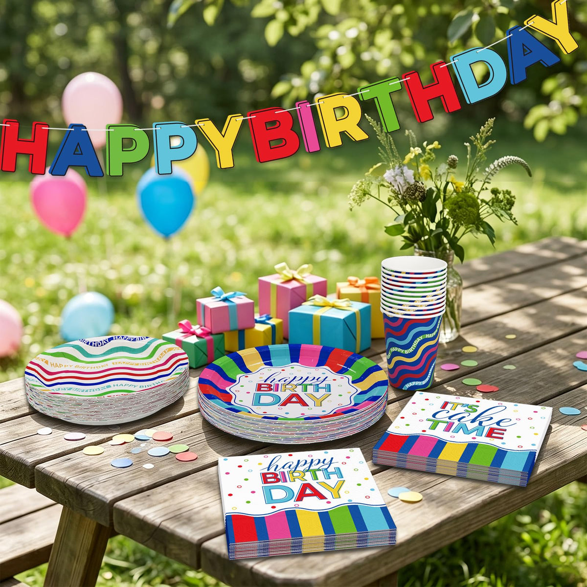 Happy Birthday Party Supplies Colorful Waves Birthday - DYLIVeS Official Imagery - 5