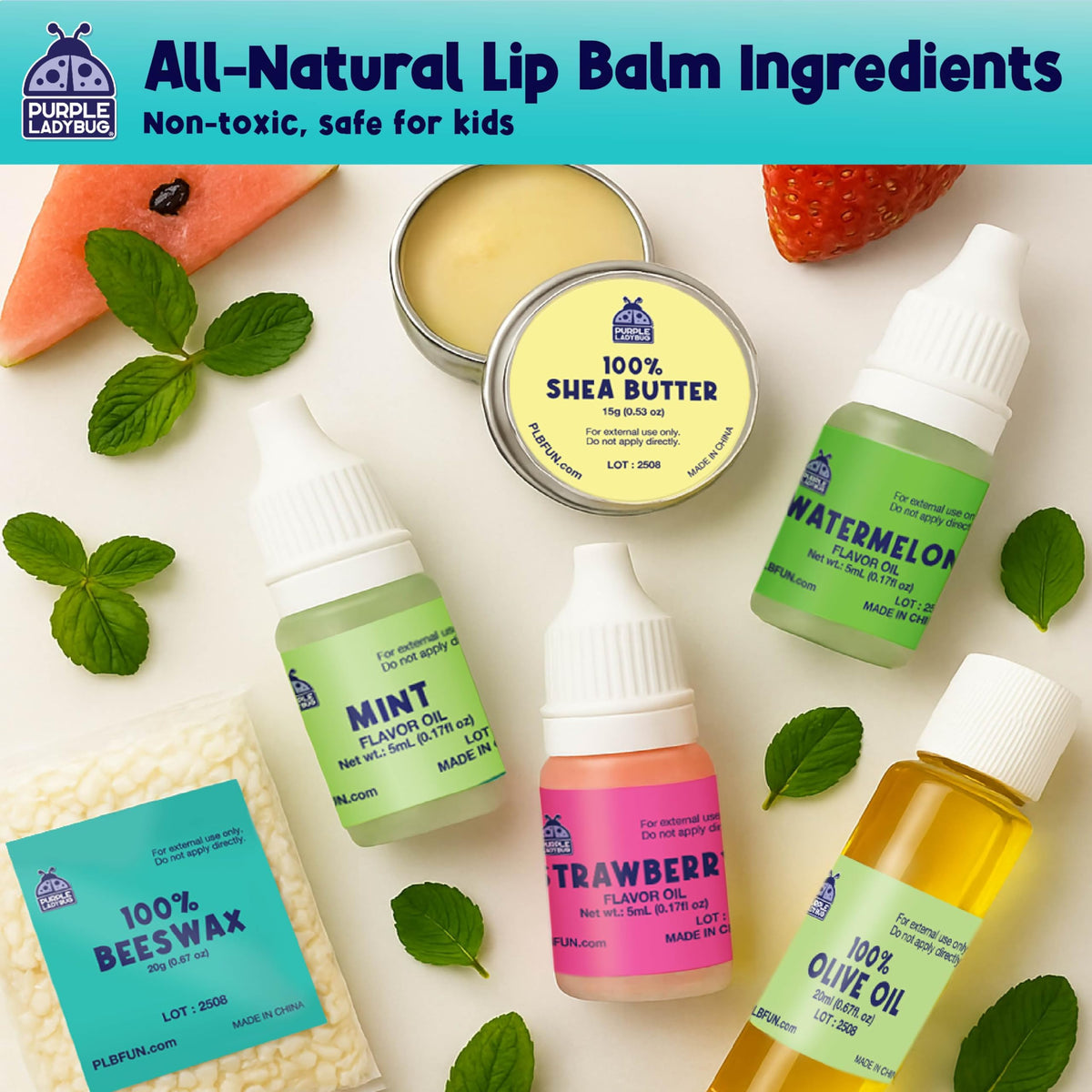 DIY Lip Balm Kit for Ages 8 Natural Ingredients 10 Tubes in - PURPLE LADYBUG Official Imagery - 5