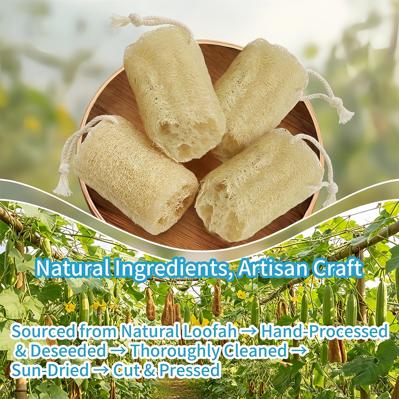 ZOXUYUMI Natural Loofah Exfoliating Body Sponge Scrubber, Plant - Based Organic - ZOXUYUMI Official Product View 2
