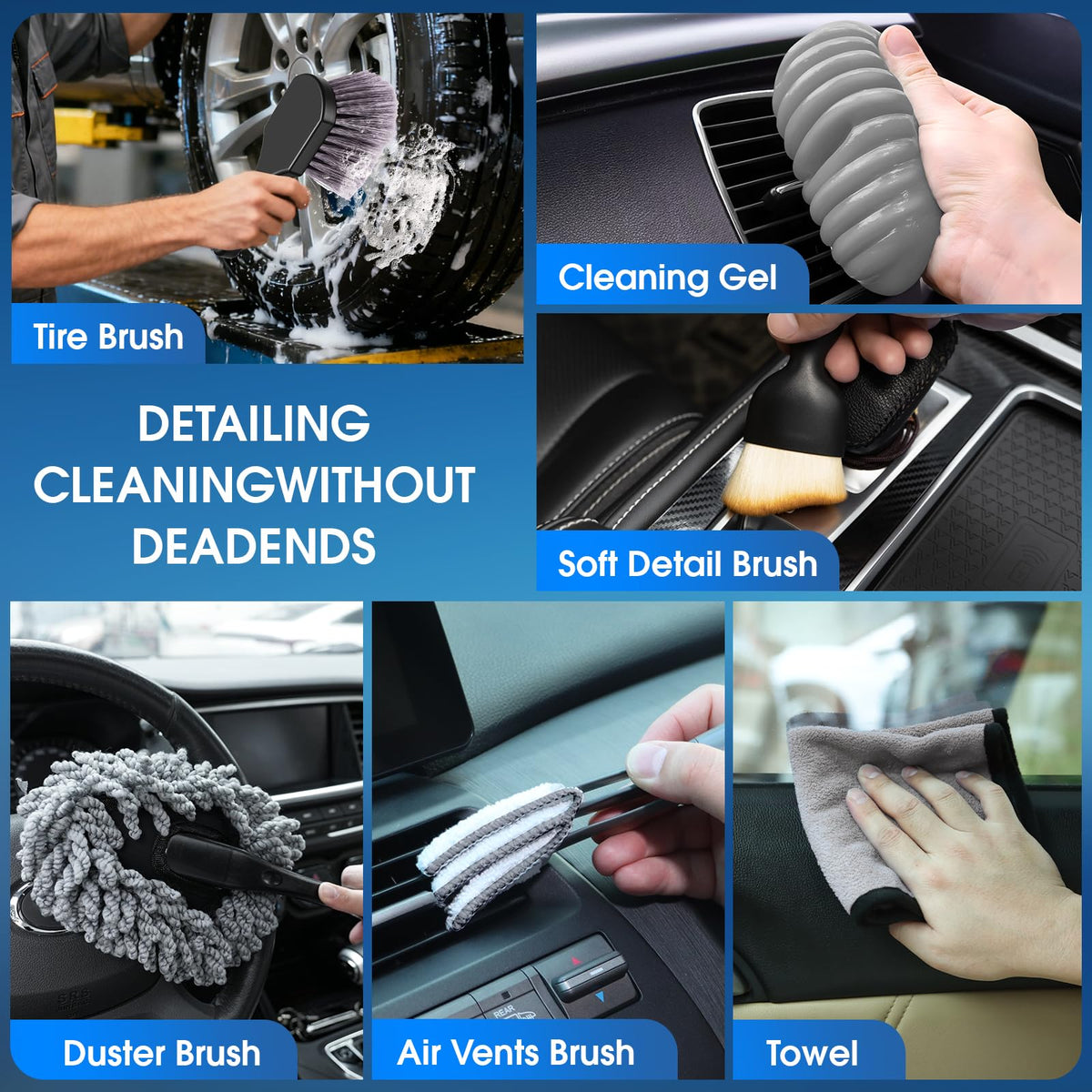 26pcs Car Cleaning Kit Gray Interior Detailing Kit with High - vioview Official Imagery - 8