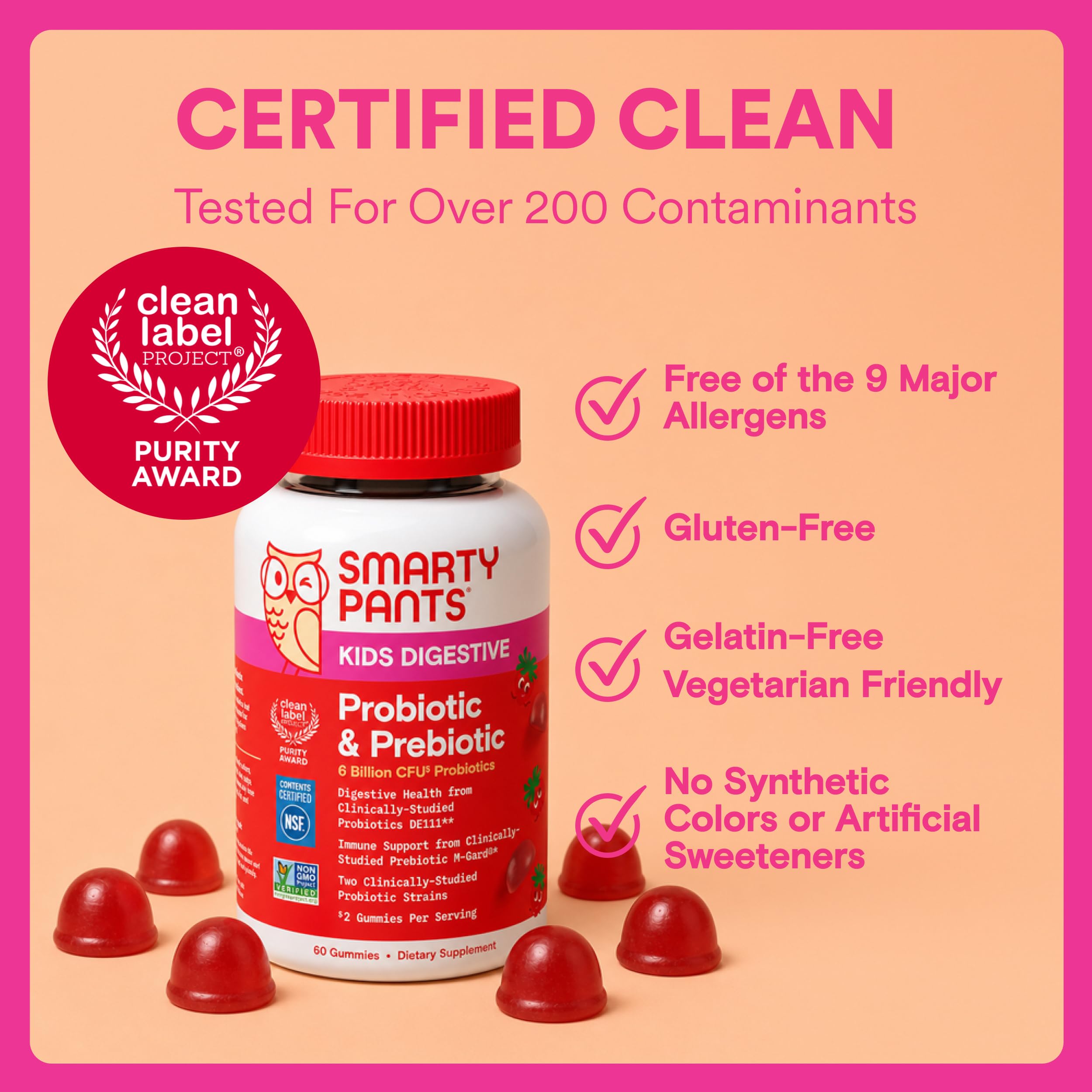 SmartyPants Kids Probiotic & Prebiotic Gummies, 60ct