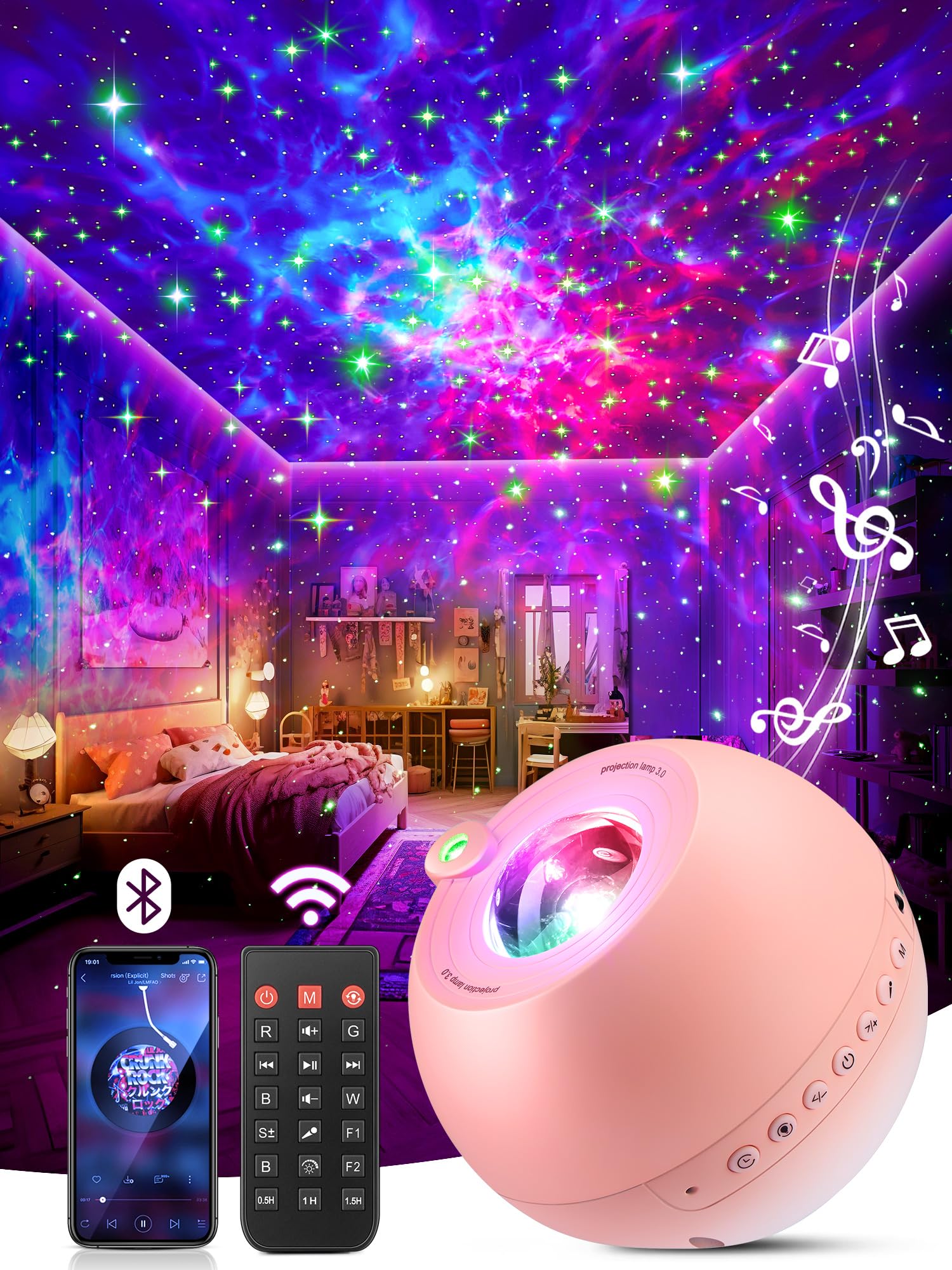 One Fire 360 Game Lights Galaxy Projector Gaming Accessories Gaming Ro - View 9