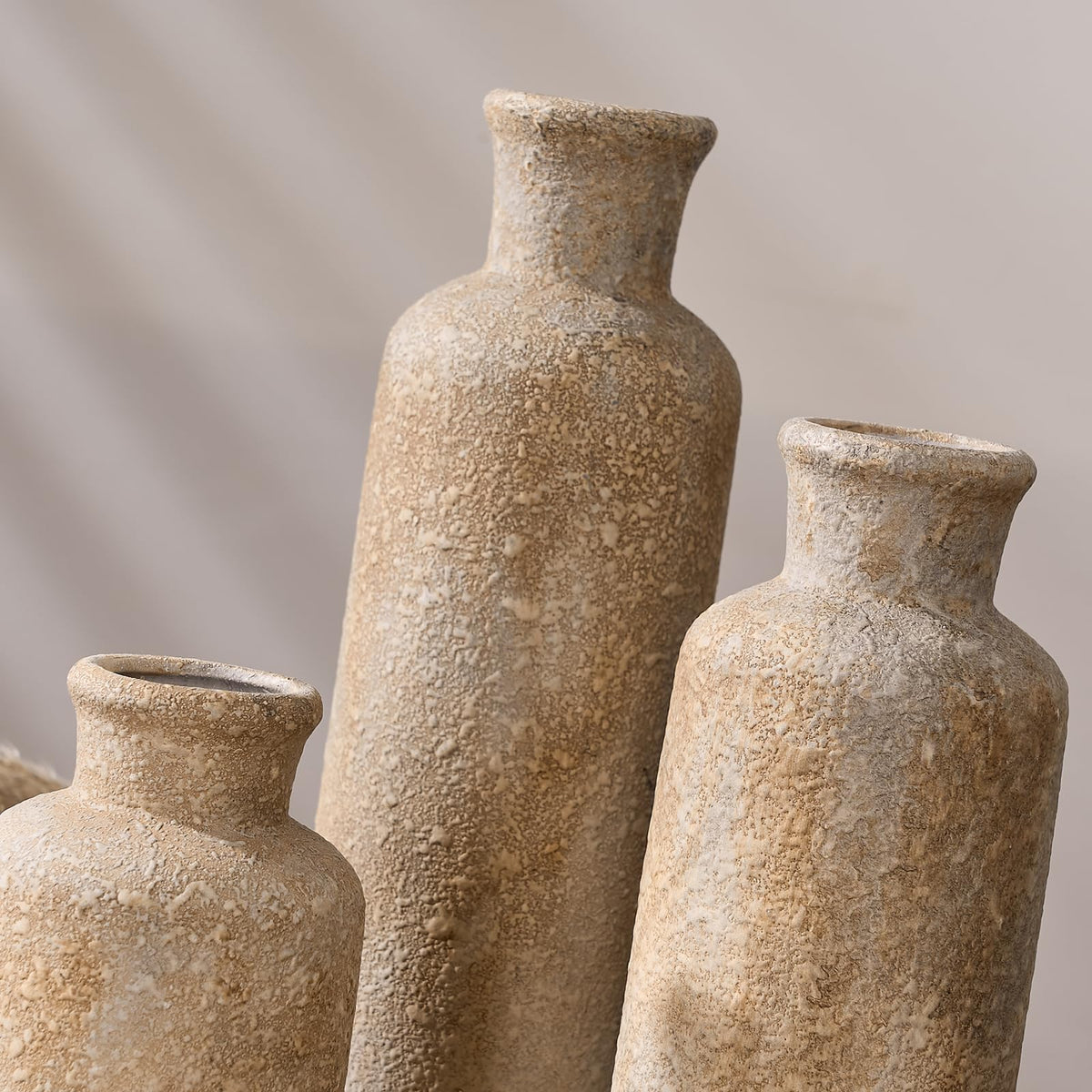 Ceramic Rustic Farmhouse Vase Set of 3 Terracotta Vases for - LUKA Official Imagery - 7
