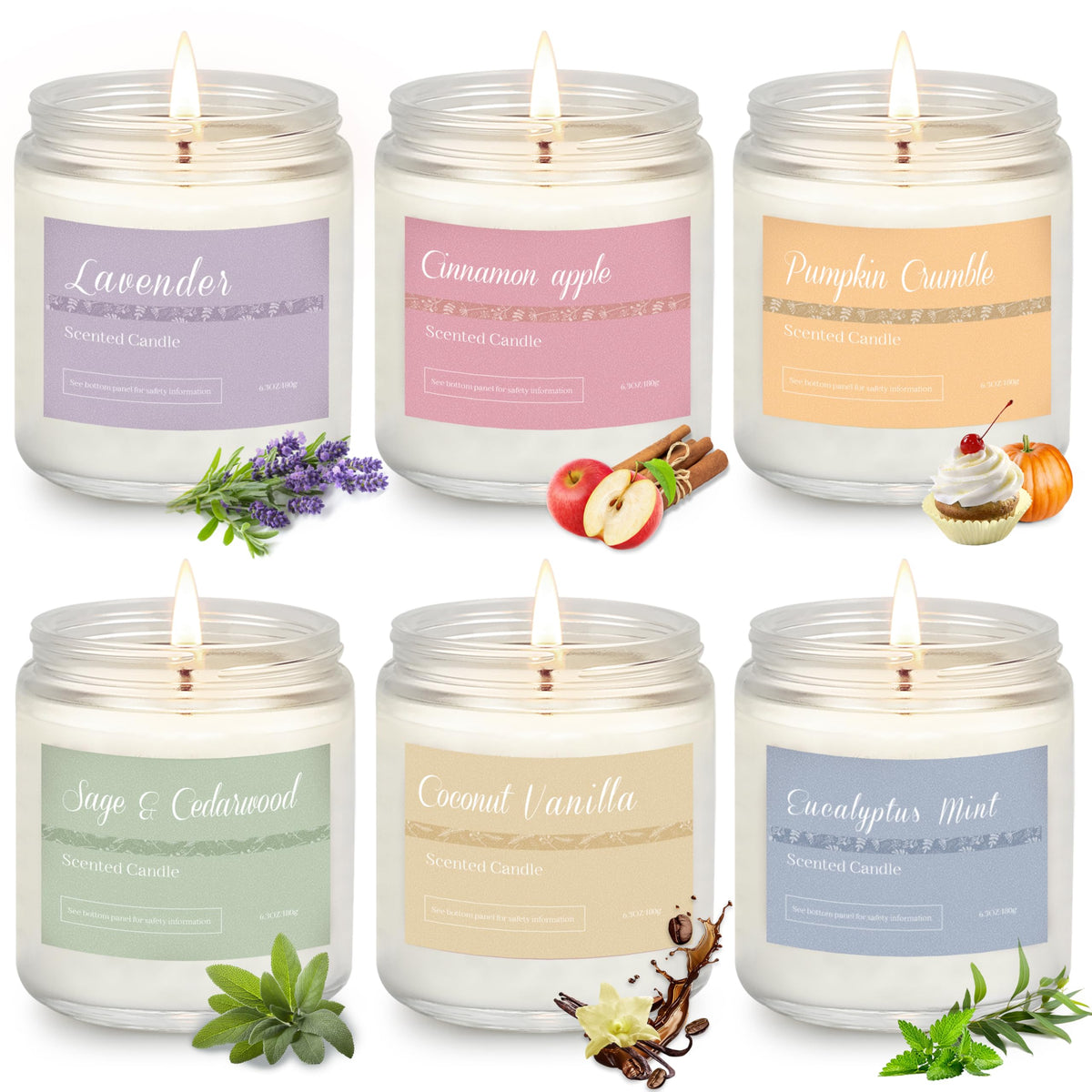 Scented Candles Gift Set 6 Pack Spring Summer Soy Wax - PELN Official Imagery - 8