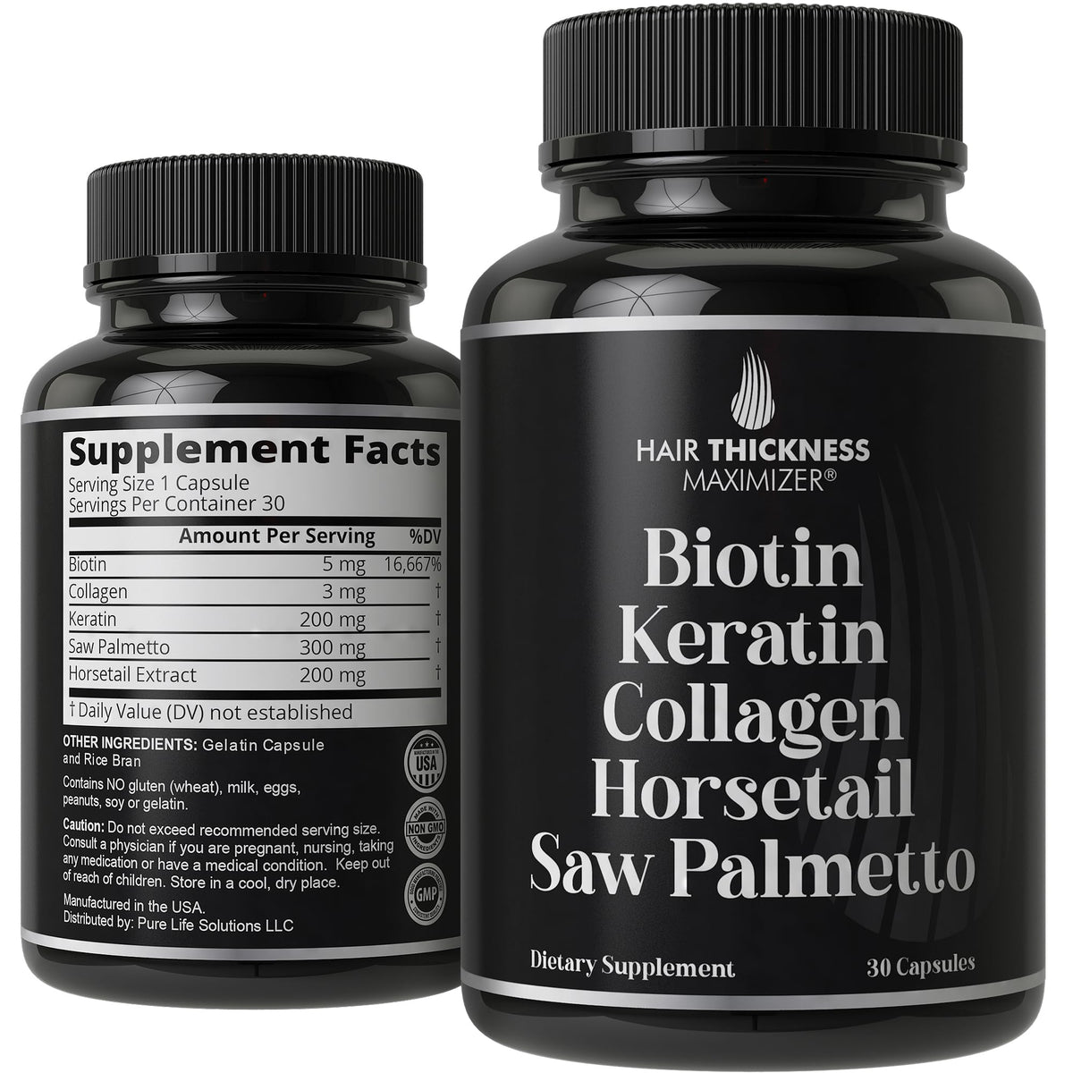 Biotin 5000mcg Keratin Collagen Horsetail Saw Palmetto USA - Hair Thickness Maximizer Official Imagery - 7