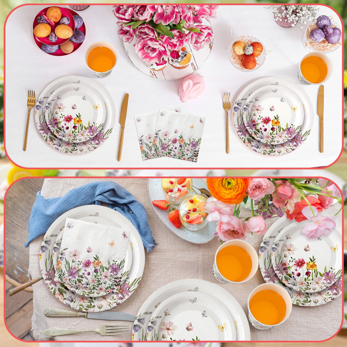 Hsei 250 Pcs Wildflower Party Decor Paper Plate Napkins Cup - Hsei Official Imagery - 5
