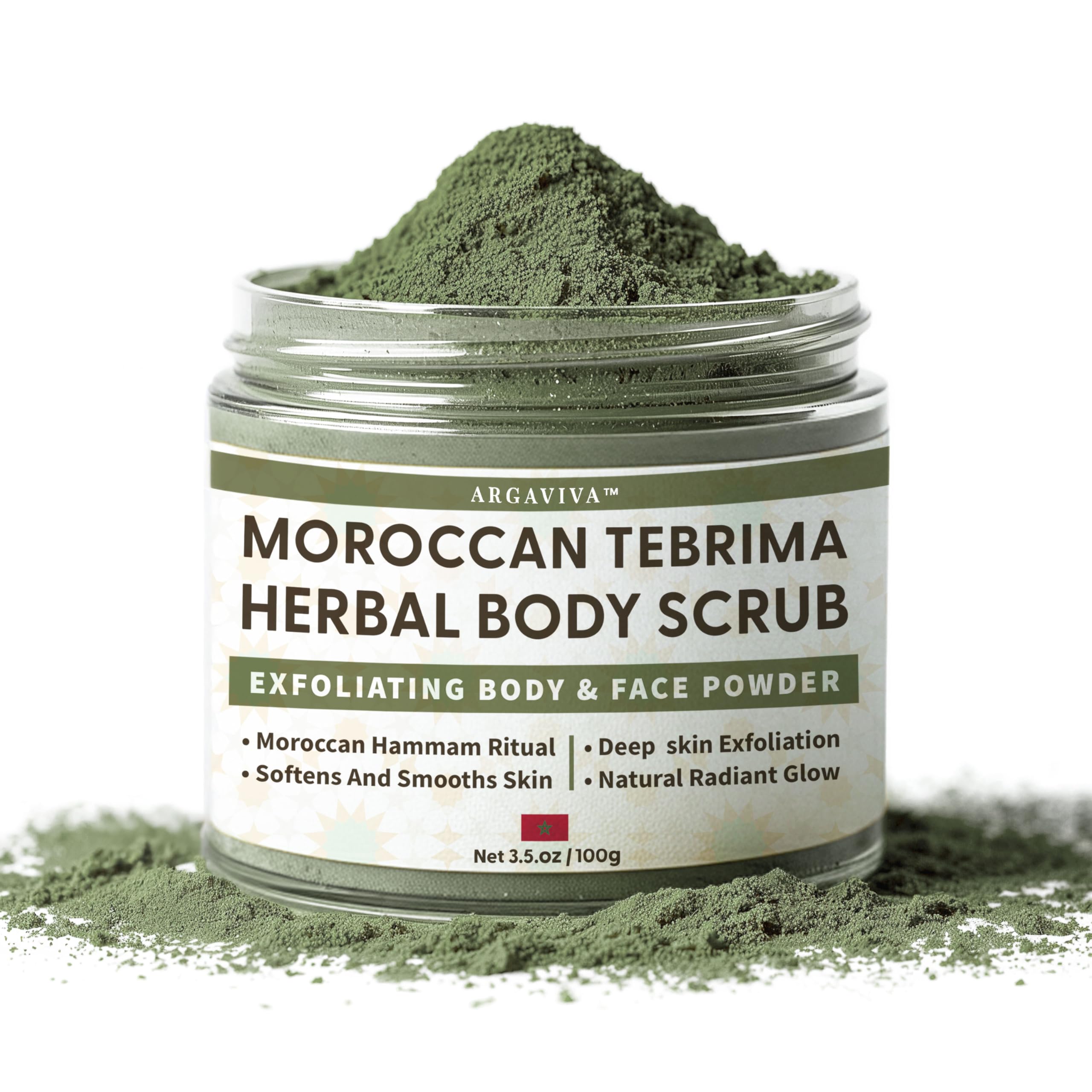 Argaviva Moroccan Tebrima Herbal Exfoliating Body Scrub Powder - Natural Body - Argaviva Official Product View 2