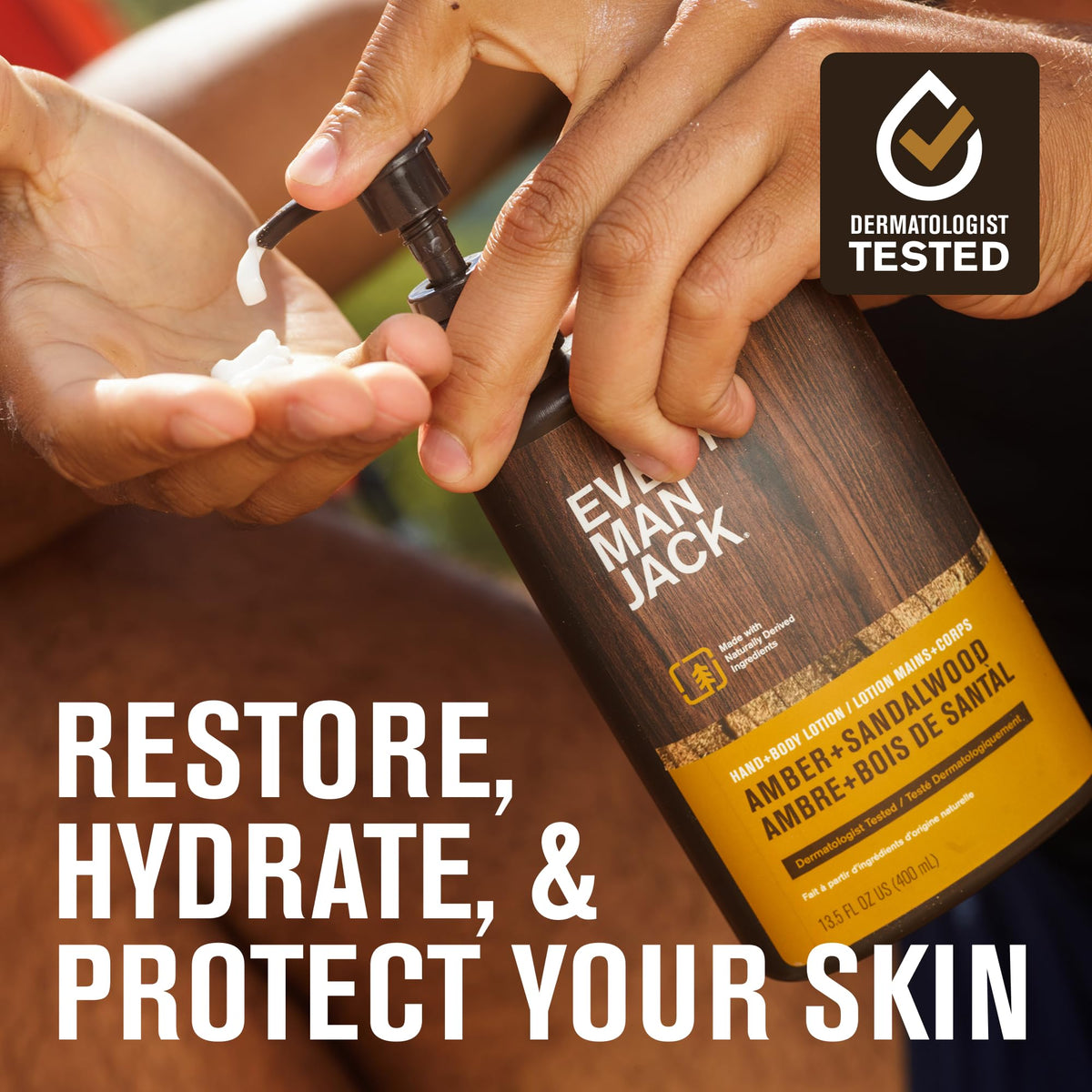 Every Man Jack Hand Body Lotion for Men Amber Sandalwood 2pk - Every Man Jack Official Imagery - 3