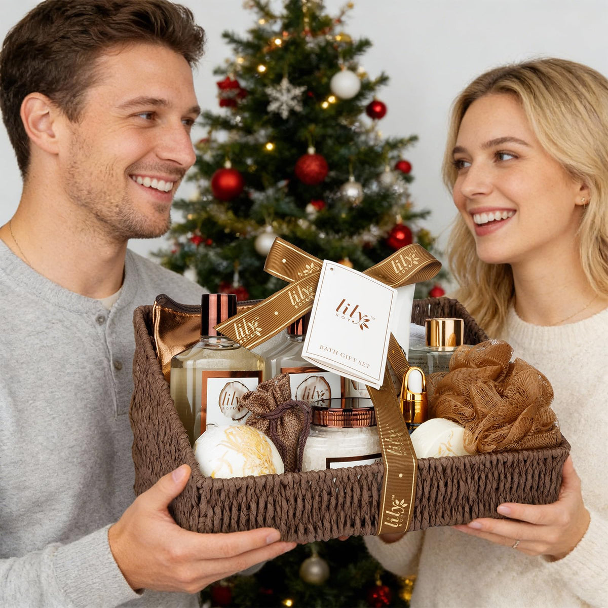 Coconut Vanilla Spa Gift Set Complete Spa Gift Baskets for - LILY ROY Official Product Imagery - 8
