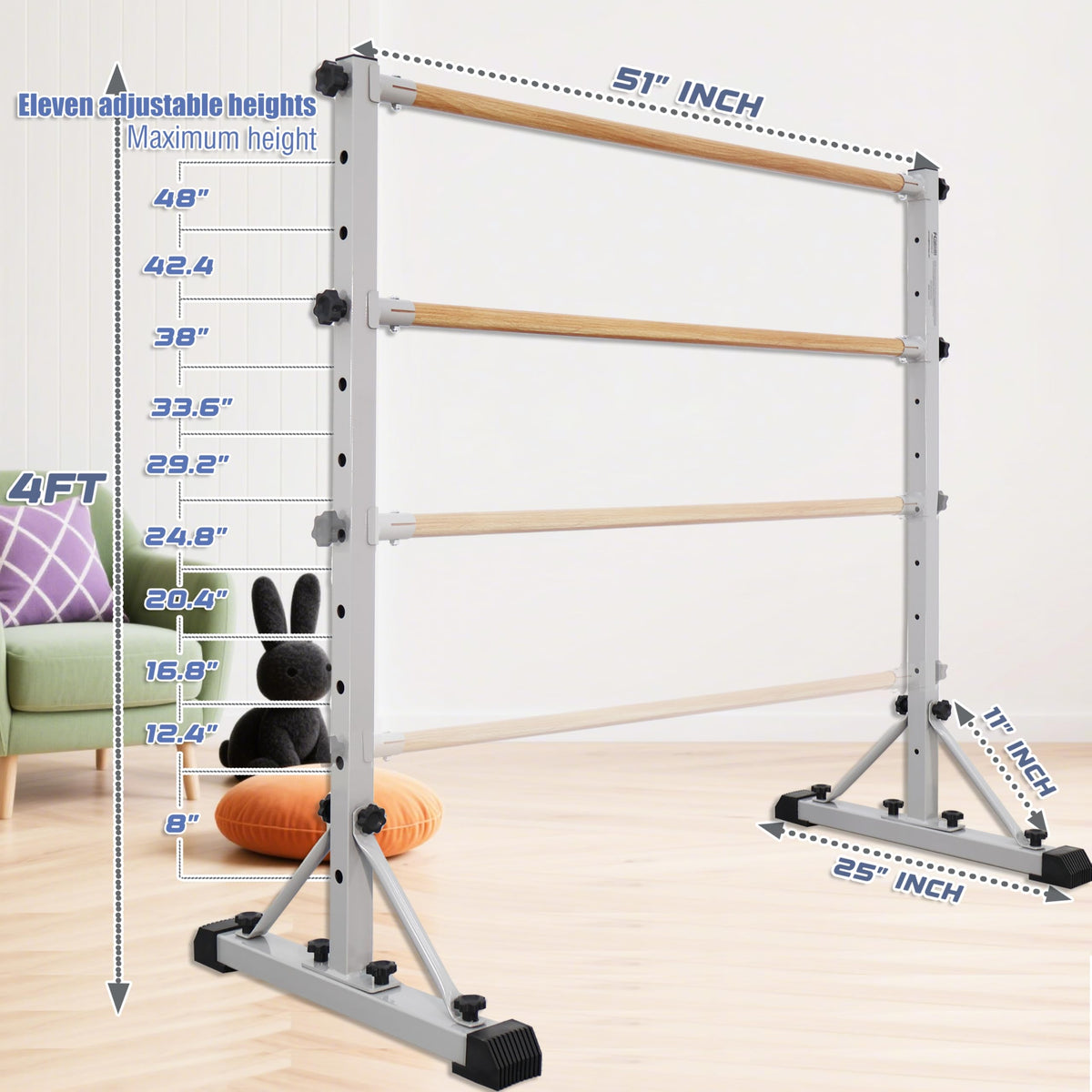 Adjustable Ballet Barre Portable Dance bar Fitness Equipment - FC FUNCHEER Official Imagery - 3